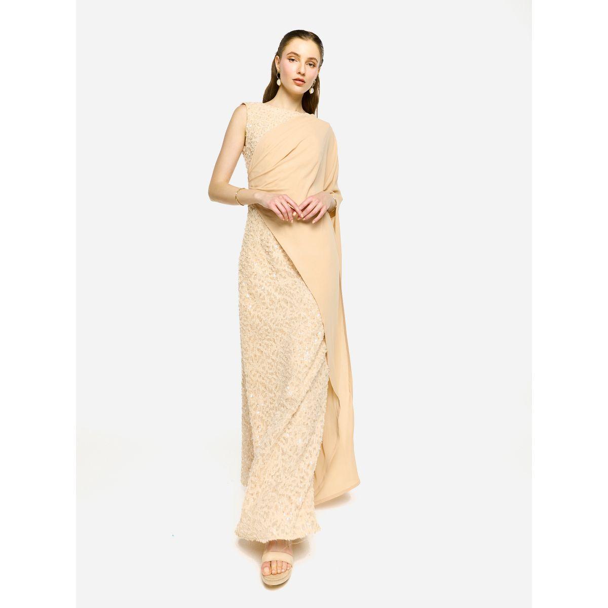 House of Moda Sequin Embroidered One Cape Sleeve Maxi Dress-women-clothing-dresses-image-8