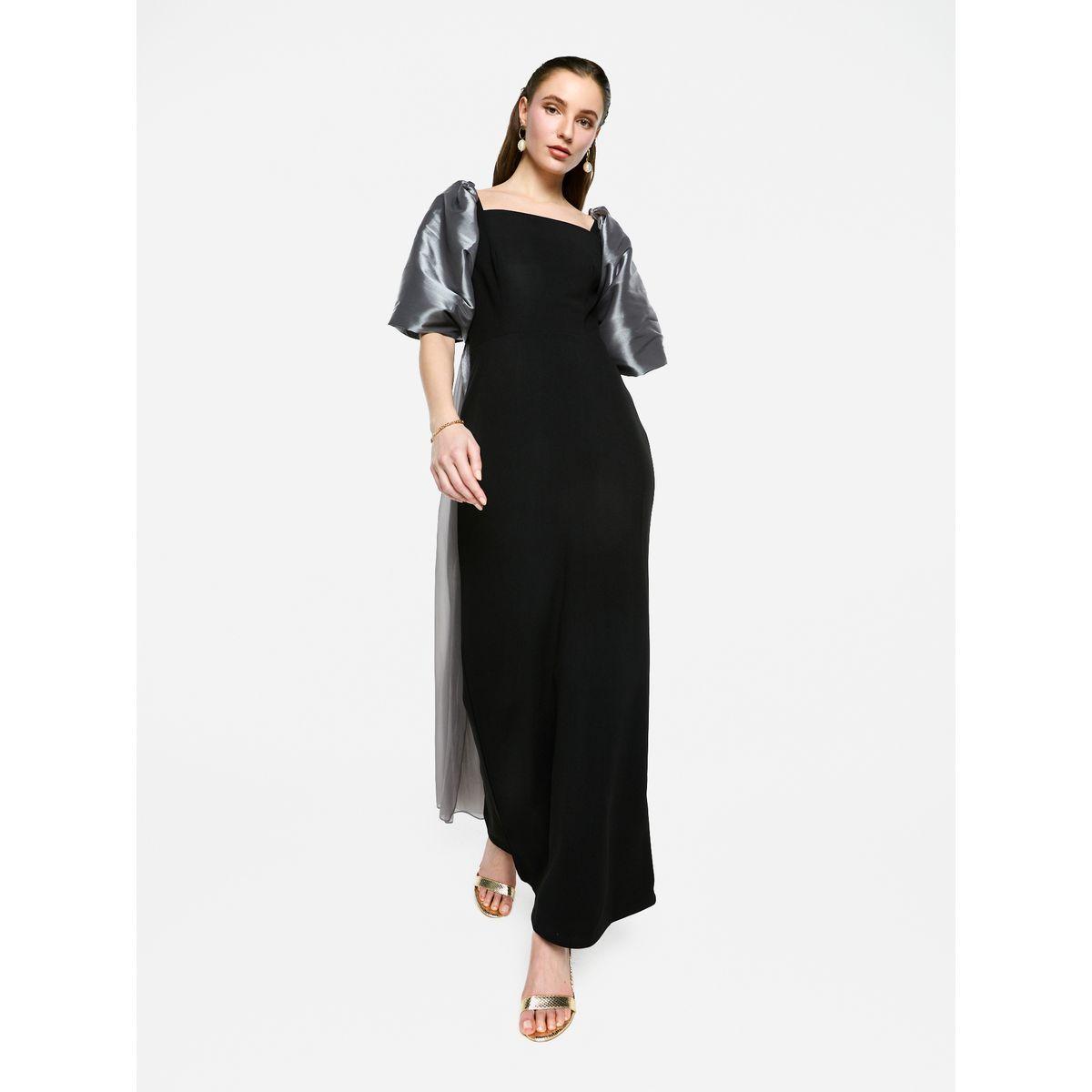House of Moda Puff Sleeves Square Neck Maxi Dress-women-clothing-dresses-image-2
