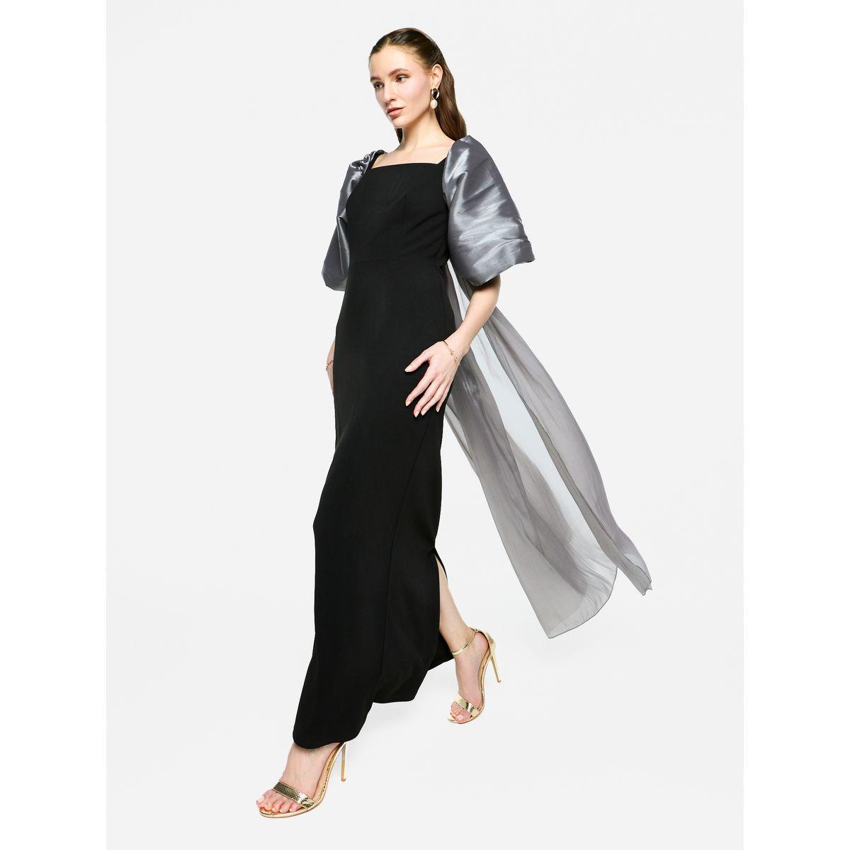 فستان طويل باكمام منفوخة وياقة مربعة-women-clothing-dresses-image-5