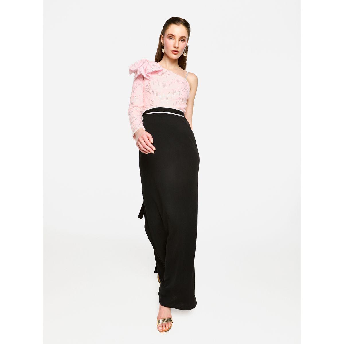 فستان طويل بكتف واحد وتفاصيل مُنمقة-women-clothing-dresses-image-2