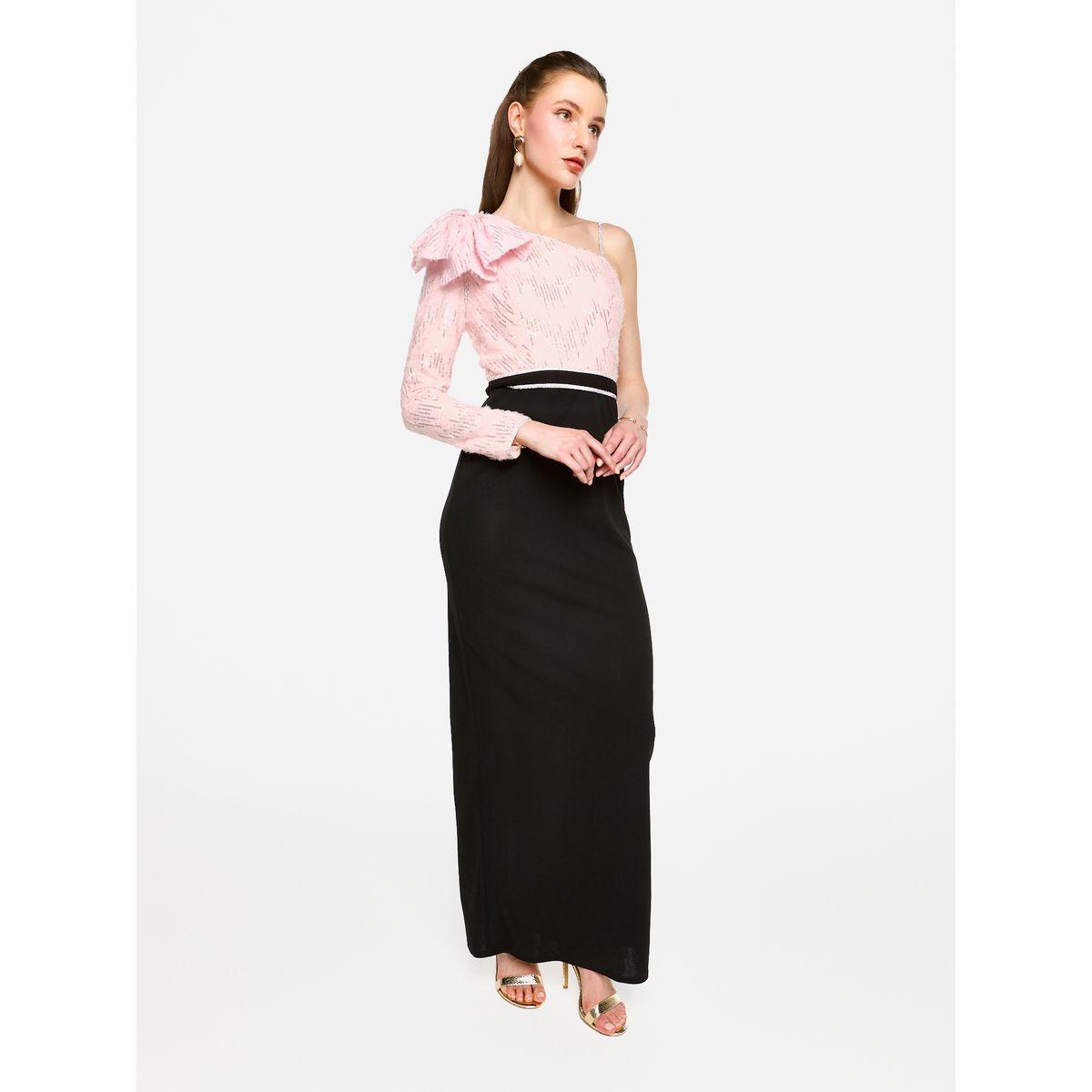 فستان طويل بكتف واحد وتفاصيل مُنمقة-women-clothing-dresses-image-4