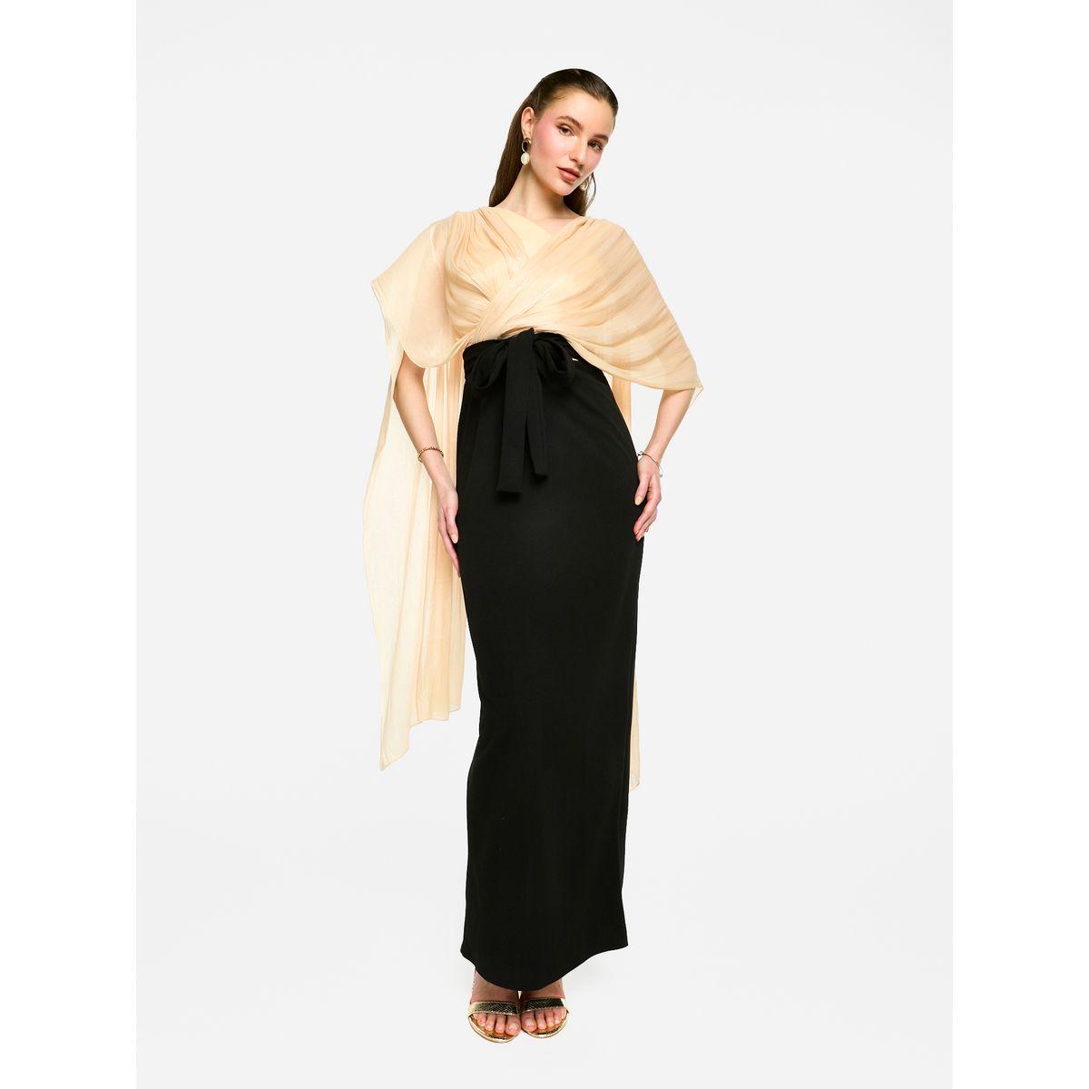 فستان طويل بأكمام بنمط كيب-women-clothing-dresses-image-1