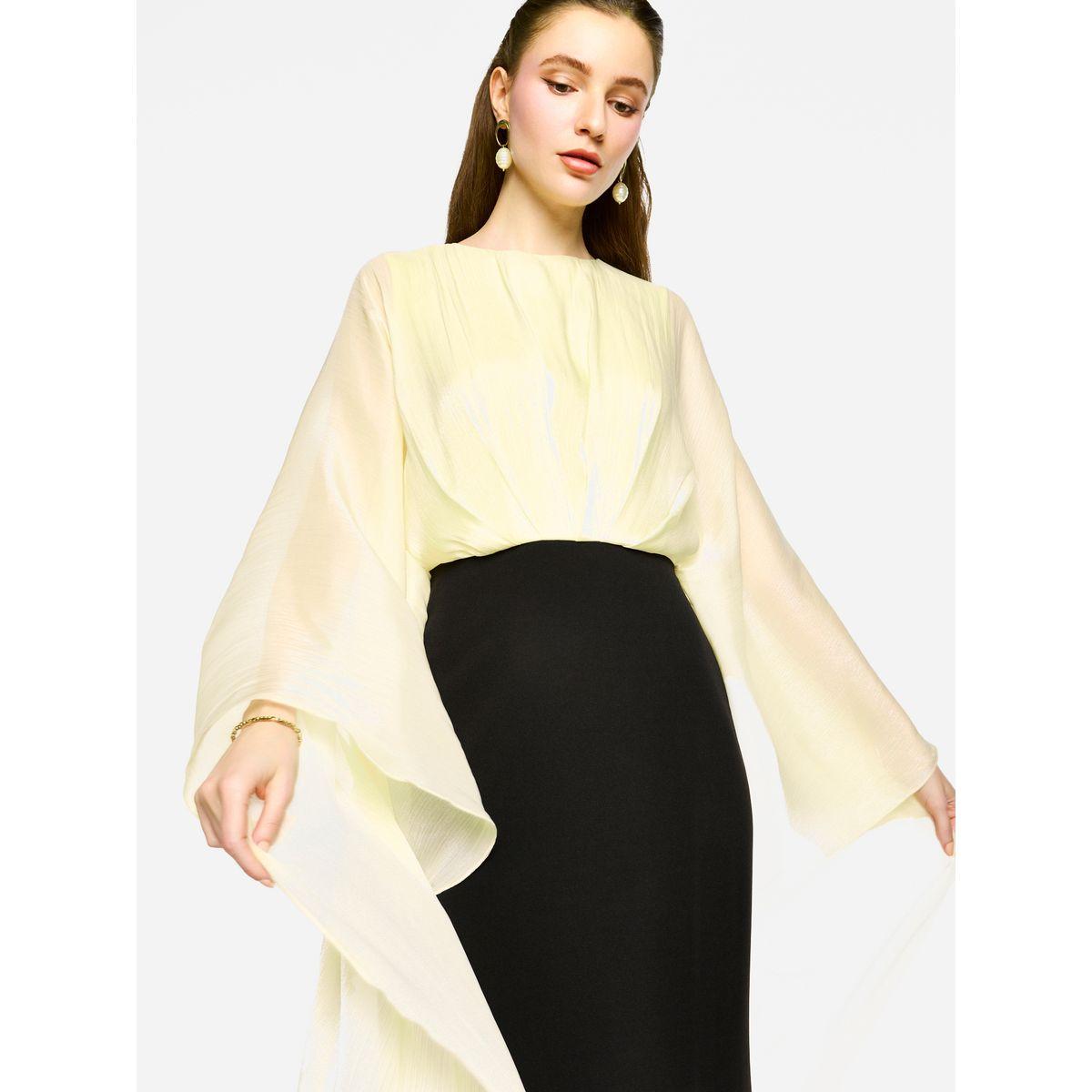 فستان طويل بأكمام كيمونو ونمط كتل الألوان-women-clothing-dresses-image-7