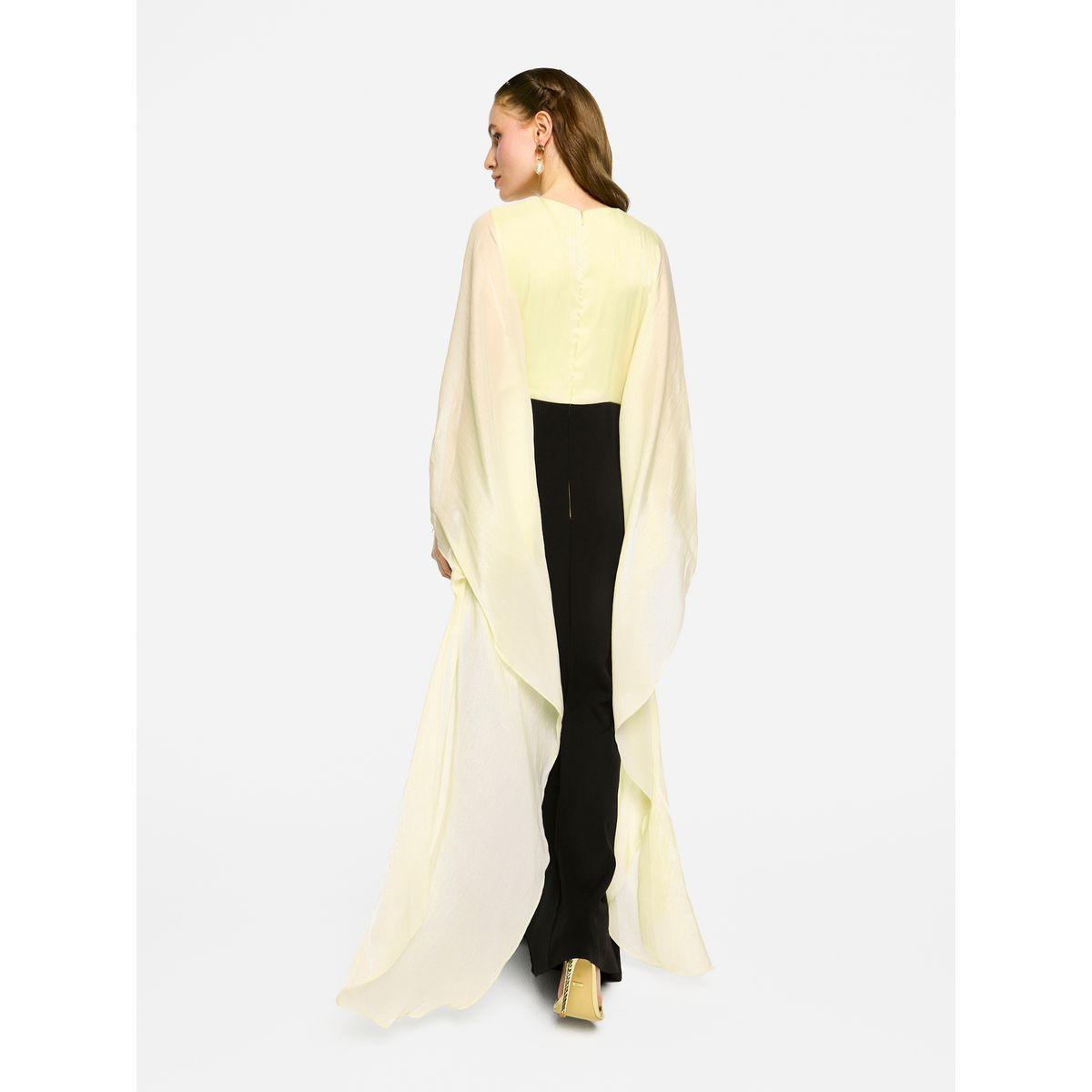 فستان طويل بأكمام كيمونو ونمط كتل الألوان-women-clothing-dresses-image-8