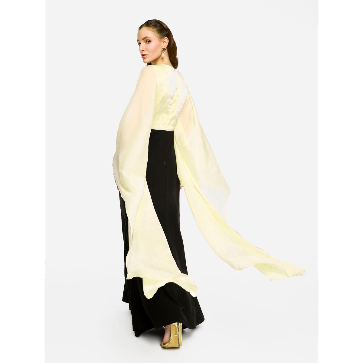 فستان طويل بأكمام كيمونو ونمط كتل الألوان-women-clothing-dresses-image-9
