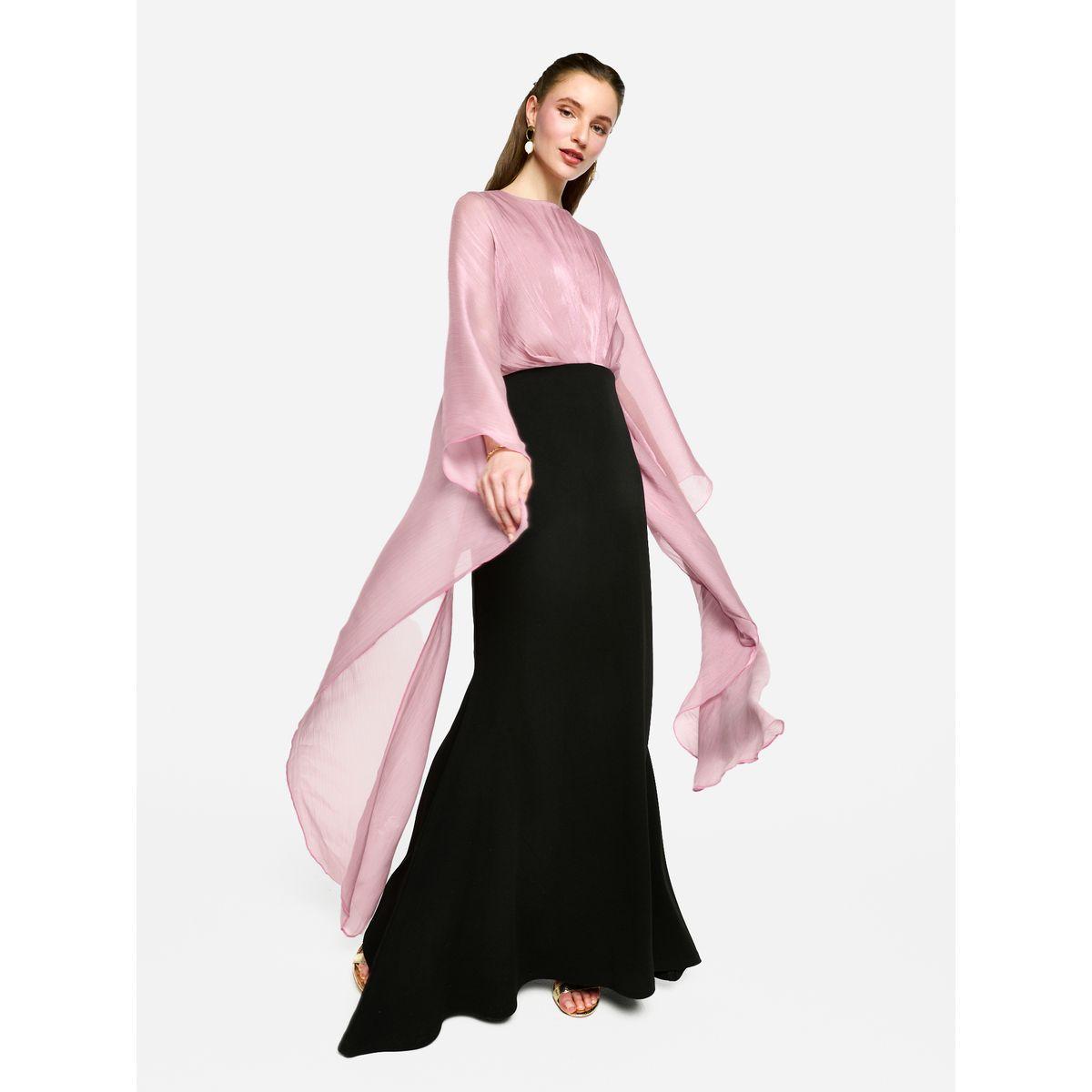 House of Moda Kimono Sleeve Color Block A-Line Maxi Dress-women-clothing-dresses-image-1
