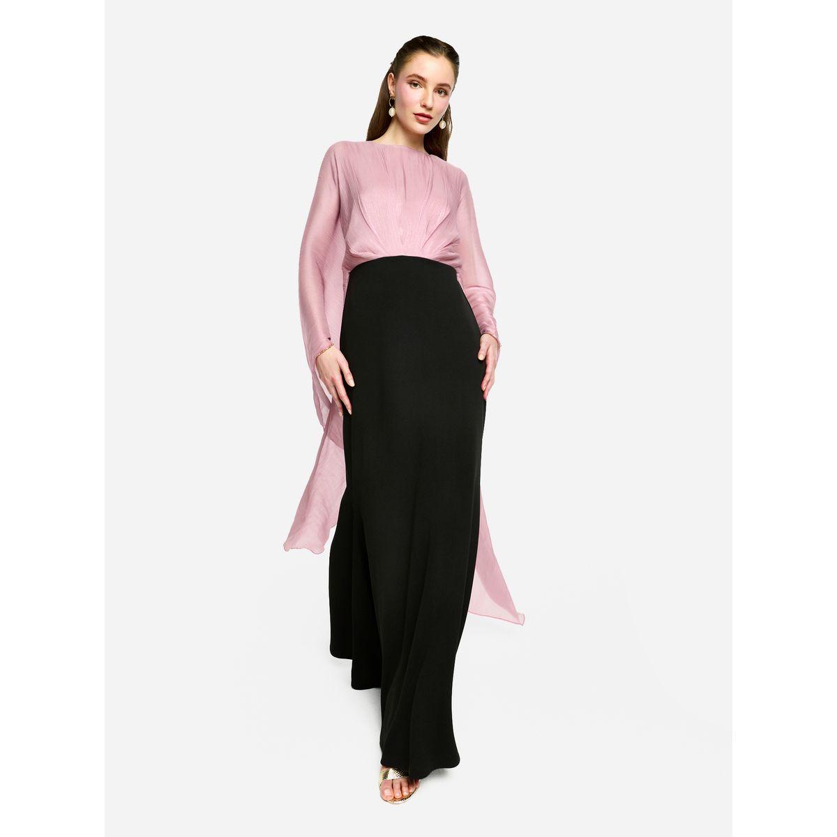 House of Moda Kimono Sleeve Color Block A-Line Maxi Dress-women-clothing-dresses-image-3