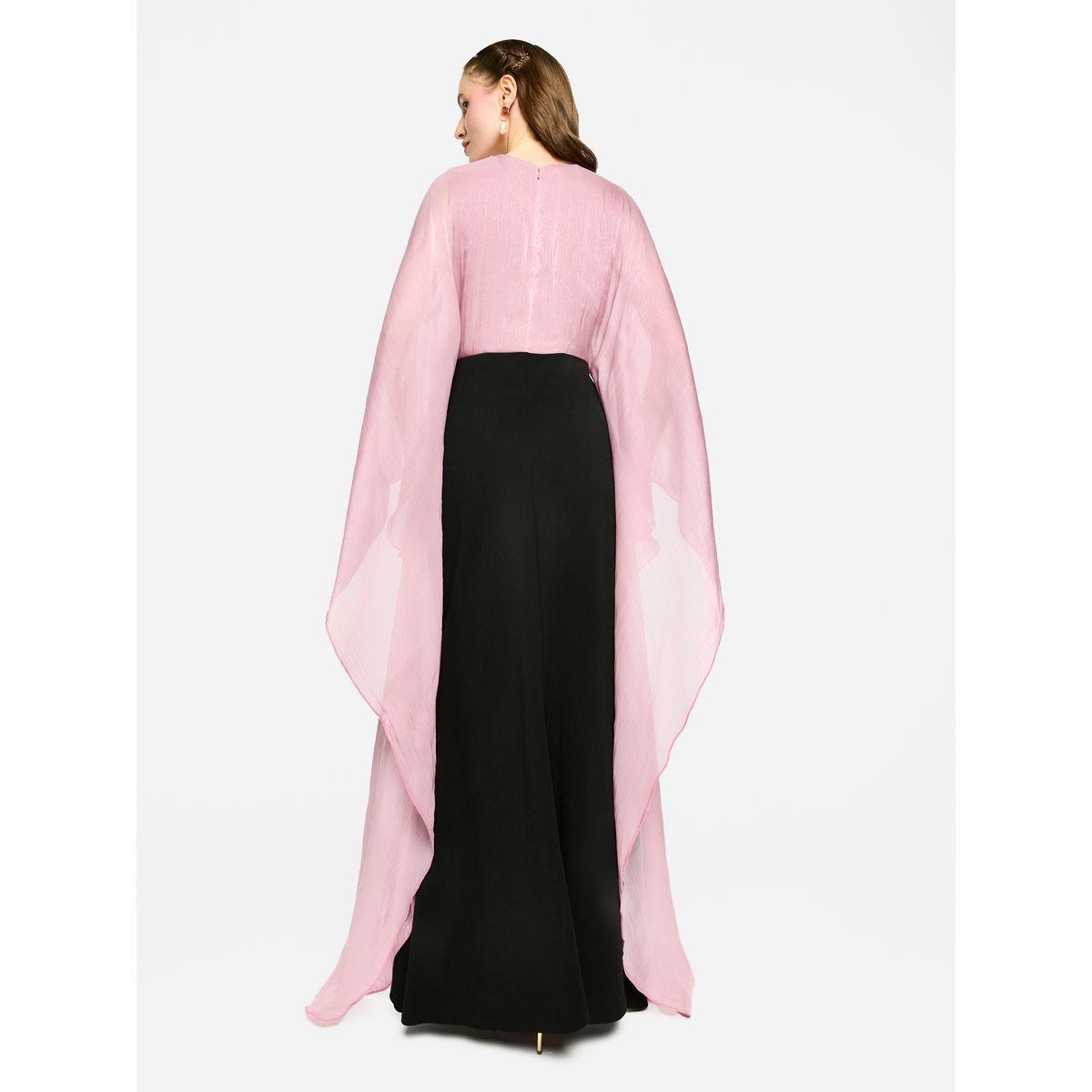 فستان طويل بأكمام كيمونو ونمط كتل الألوان-women-clothing-dresses-image-8