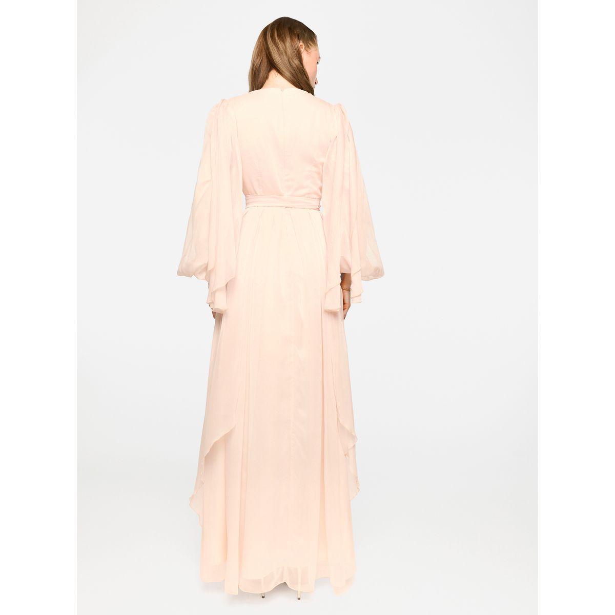 فستان طويل بتفاصيل كسرات وأكمام بالون-women-clothing-dresses-image-8