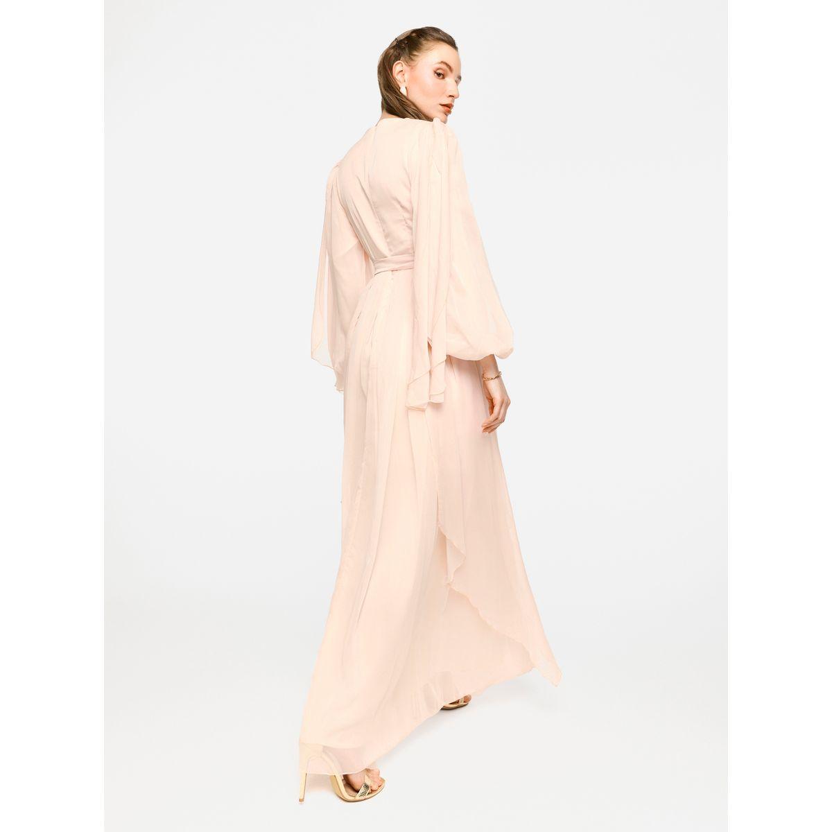 فستان طويل بتفاصيل كسرات وأكمام بالون-women-clothing-dresses-image-9