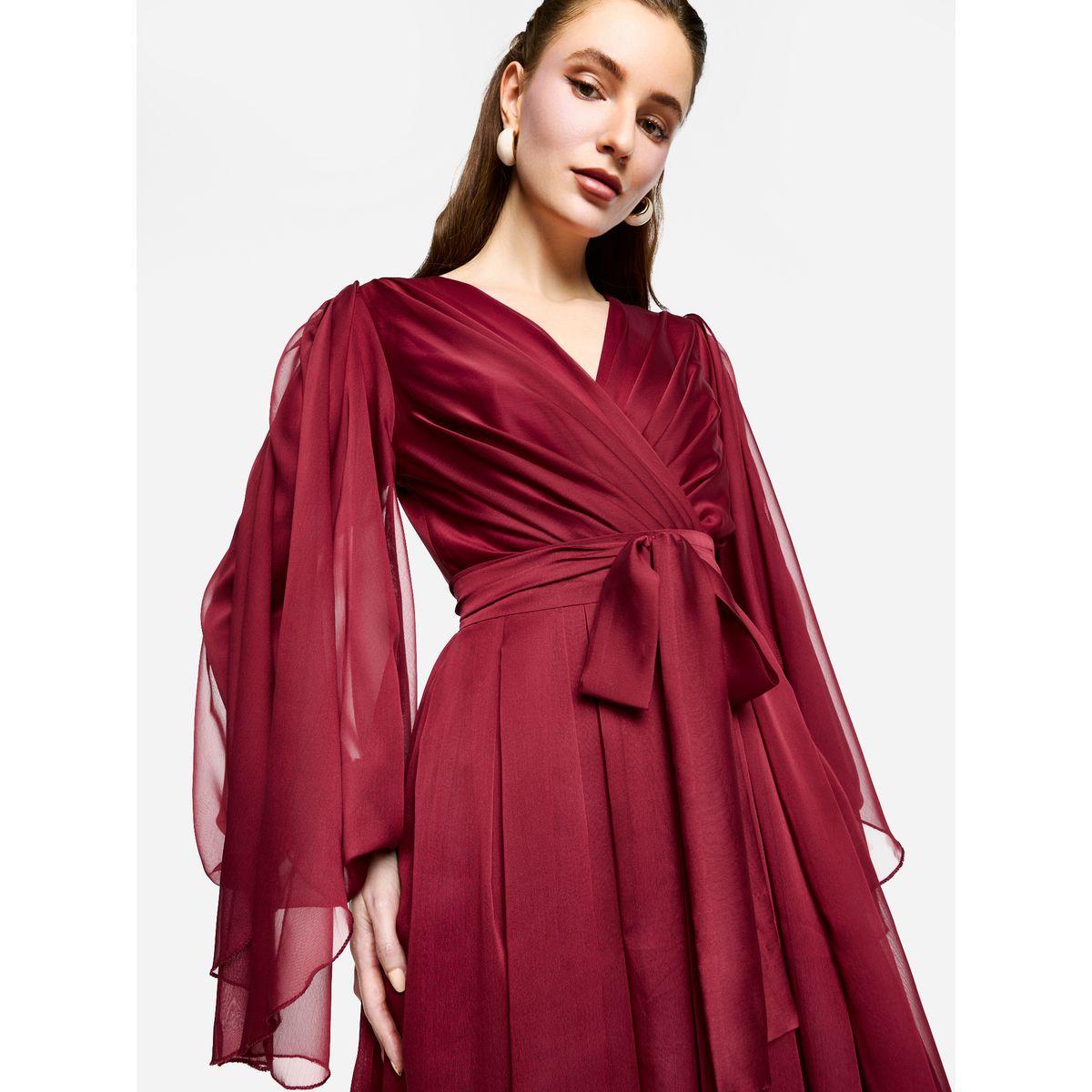 House of Moda Pleated Balloon Sleeve Waist Tie-Up A-Line Maxi Dress-women-clothing-dresses-image-5