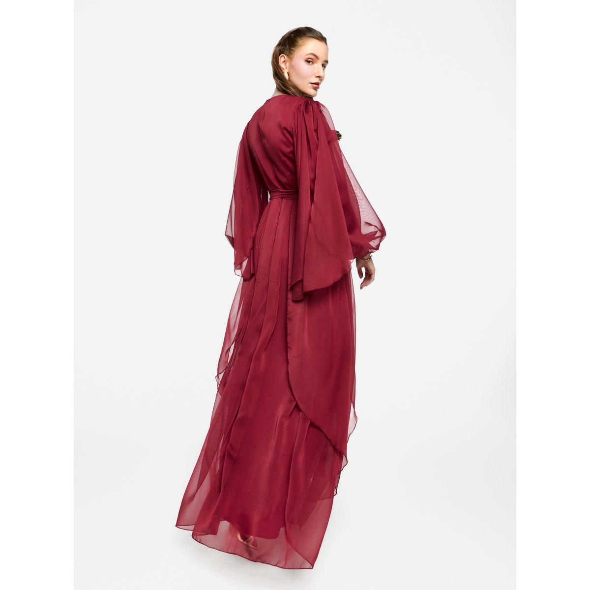 House of Moda Pleated Balloon Sleeve Waist Tie-Up A-Line Maxi Dress-women-clothing-dresses-image-7