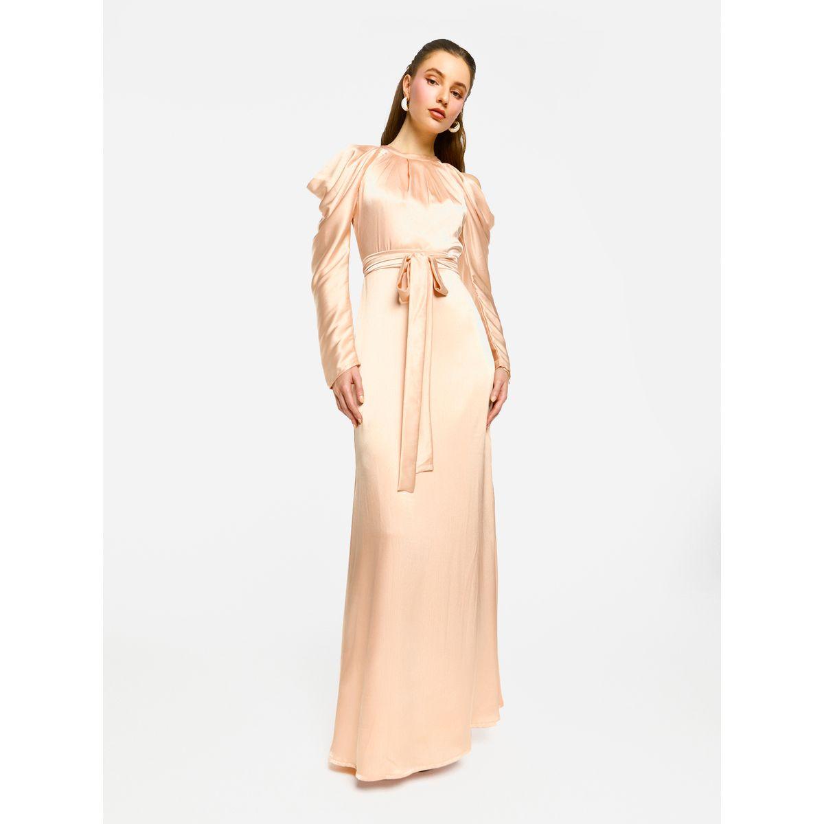 فستان طويل بتفاصيل كسرات مع أكتاف مكشوفة-women-clothing-dresses-image-4