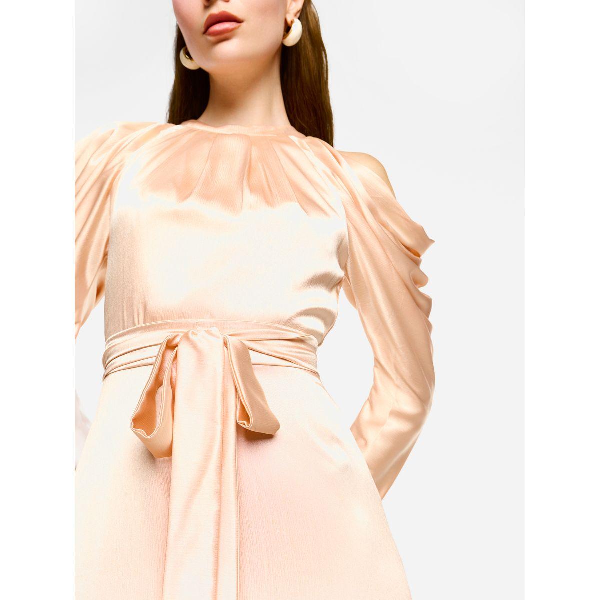 House of Moda Pleated Neckline Cold Shoulder Tie-Up Waist Maxi Dress-women-clothing-dresses-image-6