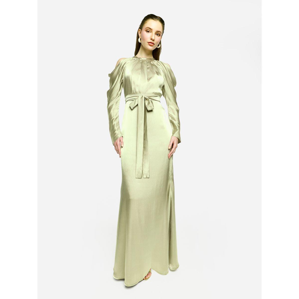 فستان طويل بتفاصيل كسرات مع أكتاف مكشوفة-women-clothing-dresses-image-1