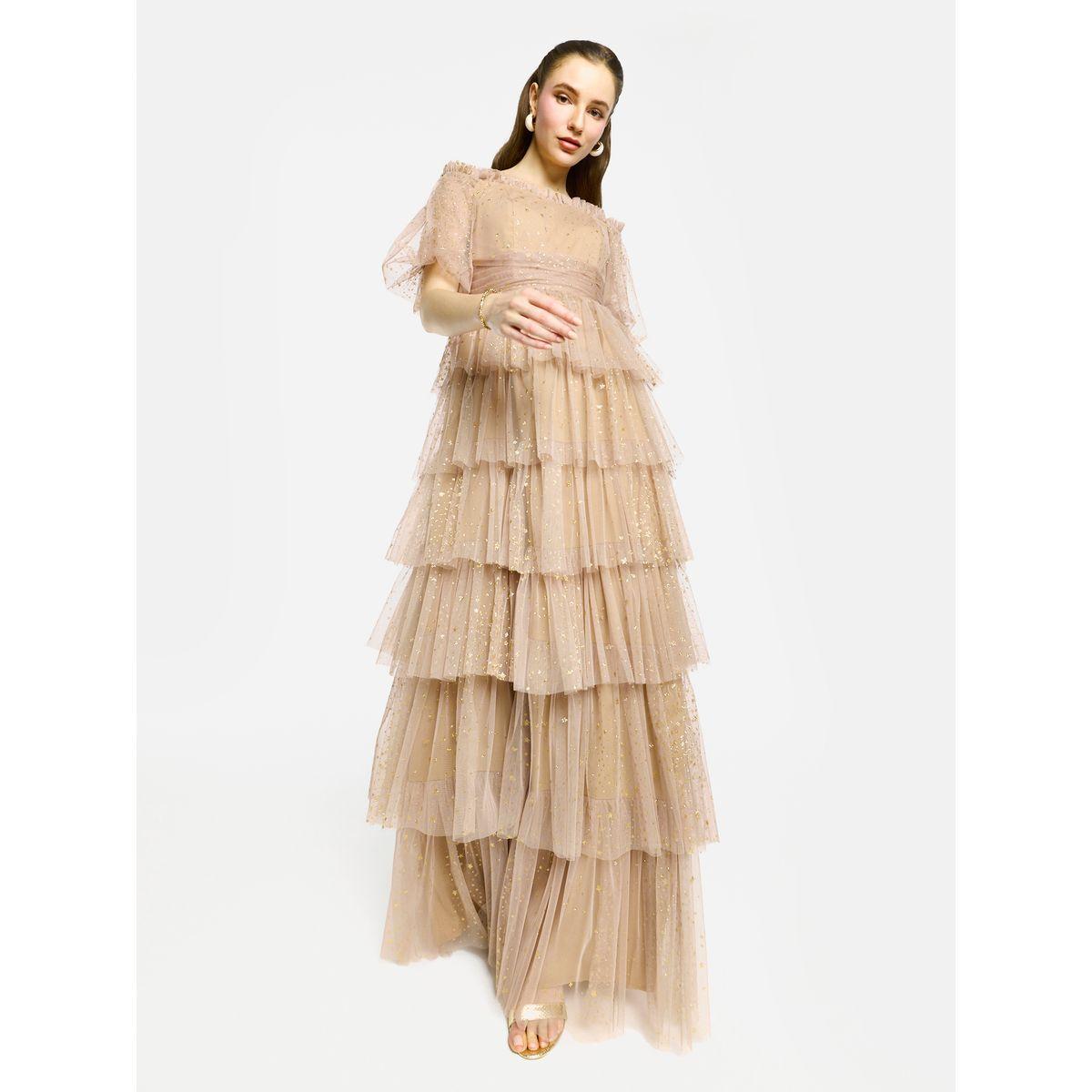 فستان طويل بتفاصيل كشكش مع أكتاف مكشوفة-women-clothing-dresses-image-3