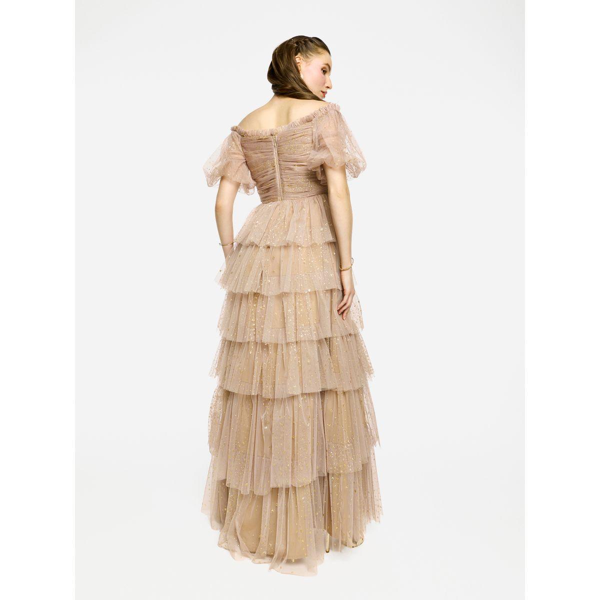 فستان طويل بتفاصيل كشكش مع أكتاف مكشوفة-women-clothing-dresses-image-5