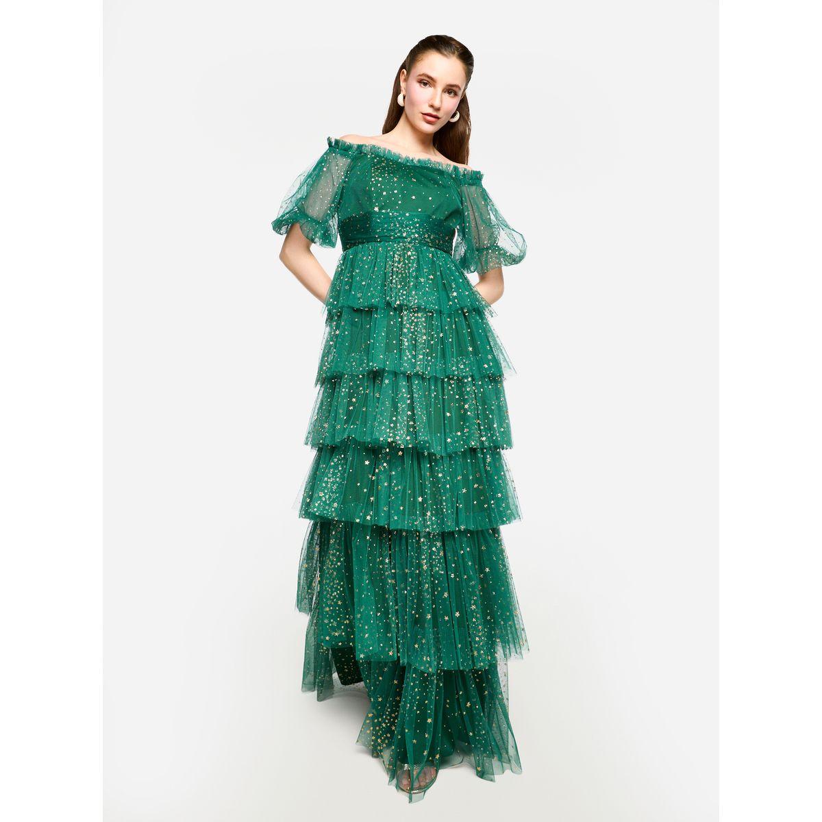 فستان طويل بتفاصيل كشكش مع أكتاف مكشوفة-women-clothing-dresses-image-3