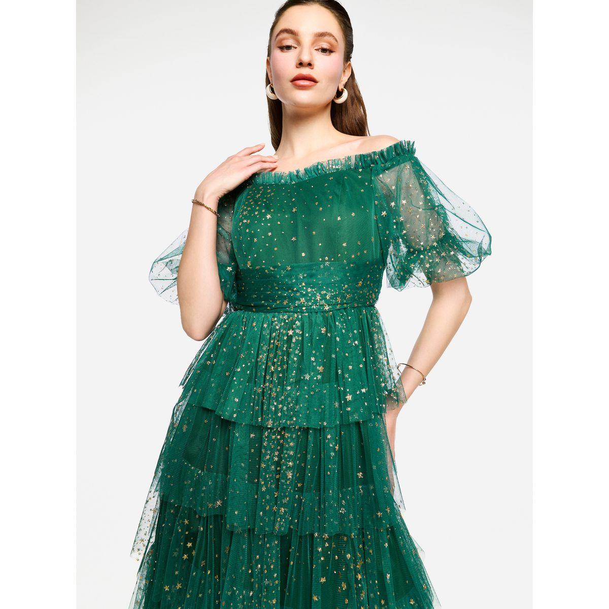 فستان طويل بتفاصيل كشكش مع أكتاف مكشوفة-women-clothing-dresses-image-6