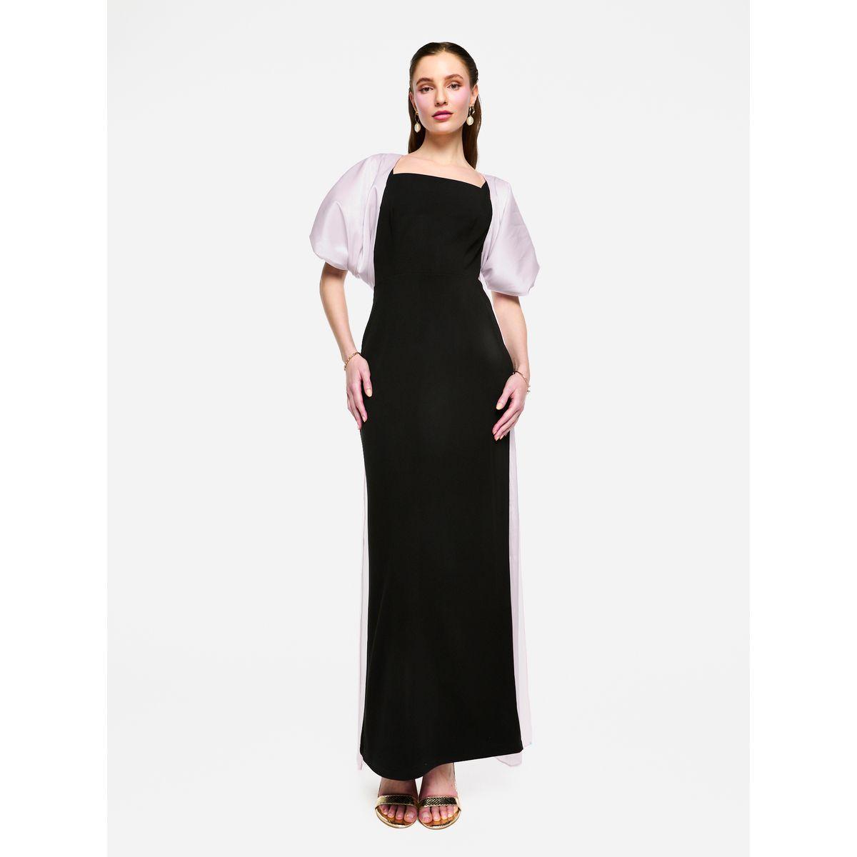 House of Moda Contrast Cape Sleeve Square Neck Maxi Dress-women-clothing-dresses-image-1