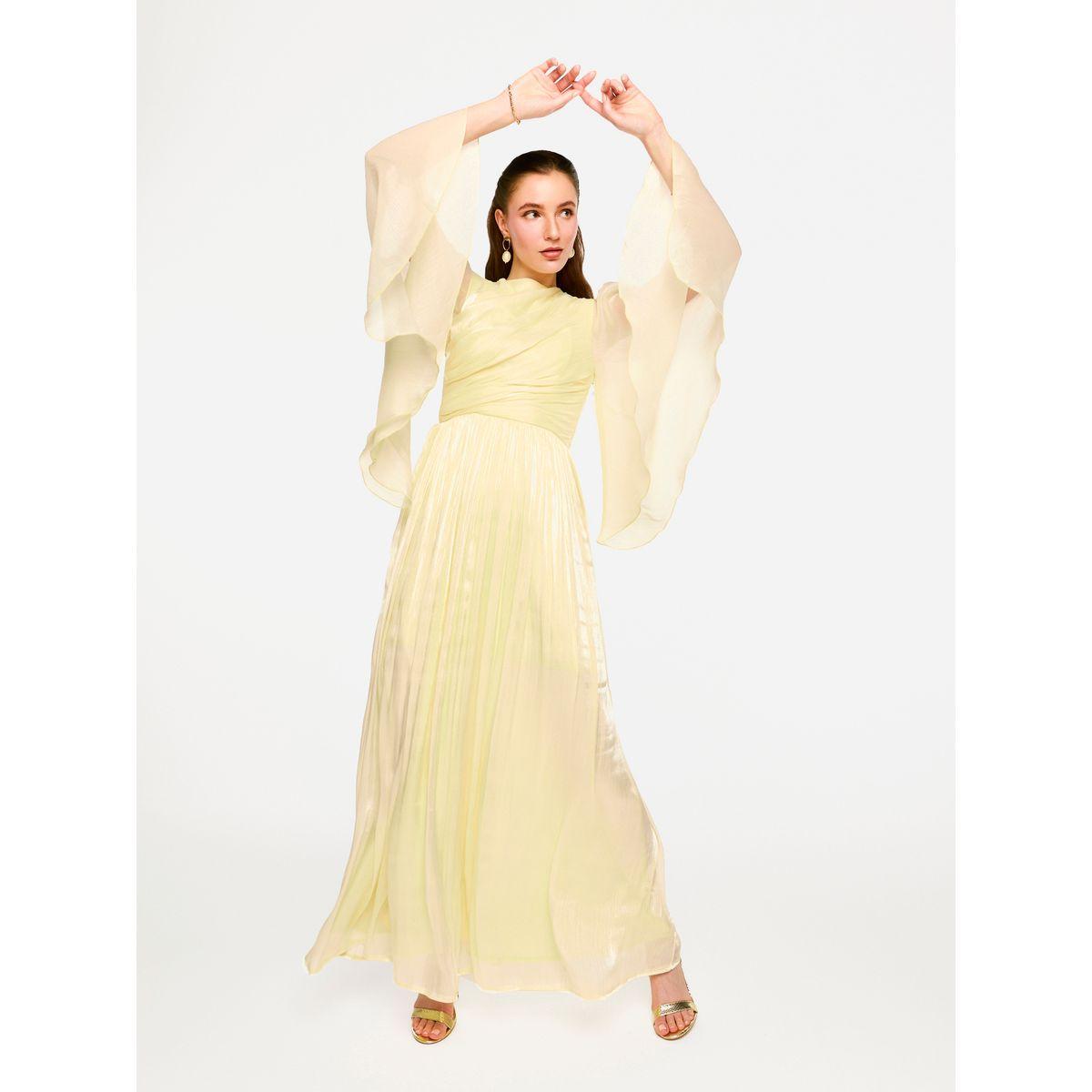 House of Moda Sheer Cape Sleeves Shimmer Pleated Maxi Dress-women-clothing-dresses-image-5