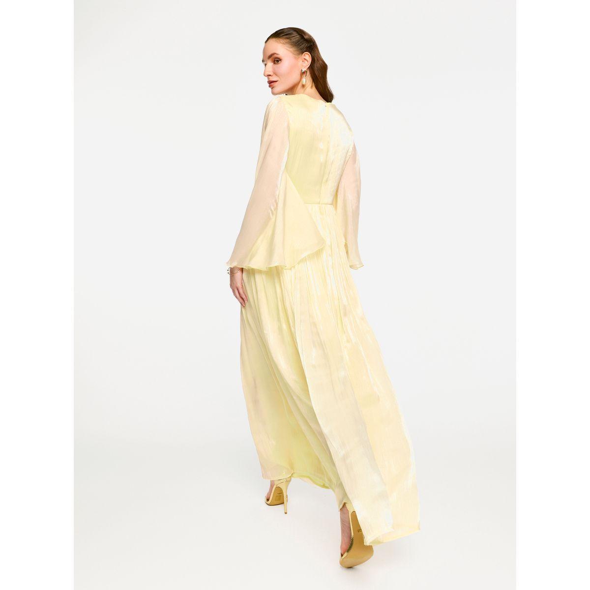 House of Moda Sheer Cape Sleeves Shimmer Pleated Maxi Dress-women-clothing-dresses-image-9