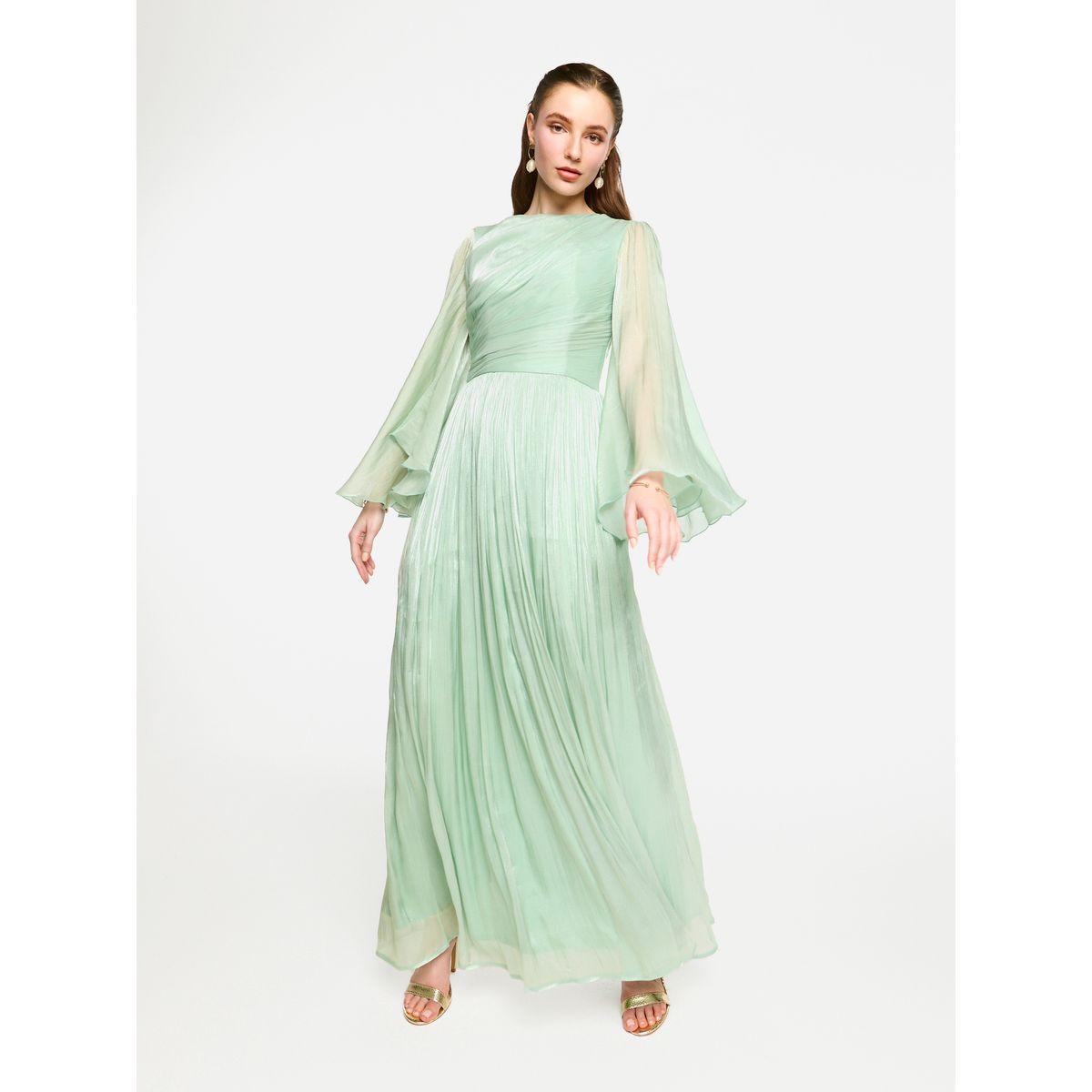 فستان طويل بأكمام بنمط كيب وتفاصيل كسرات-women-clothing-dresses-image-5
