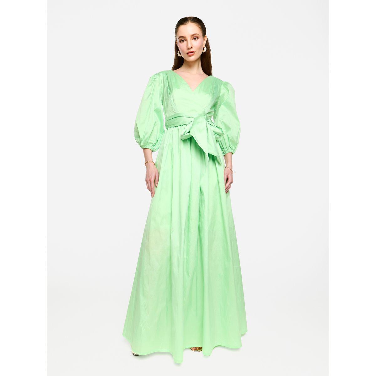 House of Moda Balloon Sleeve Tie-Up Waist Wrap Maxi Dress-women-clothing-dresses-image-1