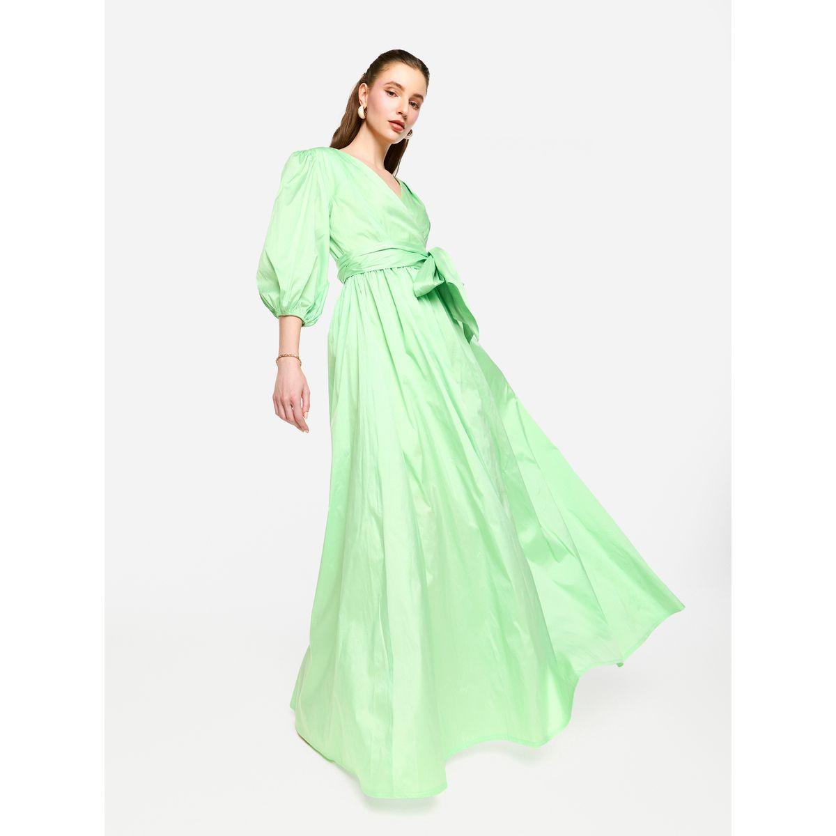 House of Moda Balloon Sleeve Tie-Up Waist Wrap Maxi Dress-women-clothing-dresses-image-2
