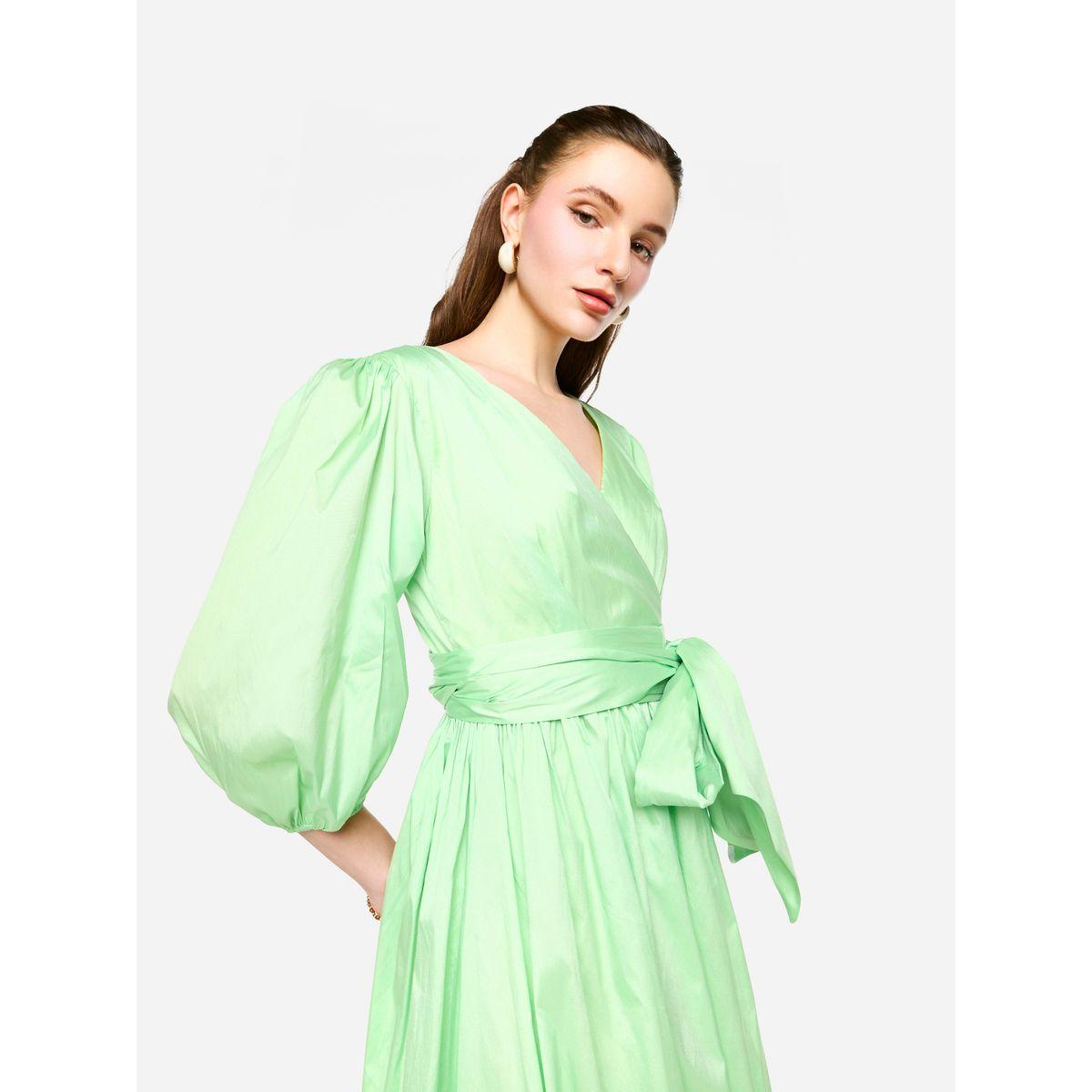 House of Moda Balloon Sleeve Tie-Up Waist Wrap Maxi Dress-women-clothing-dresses-image-6