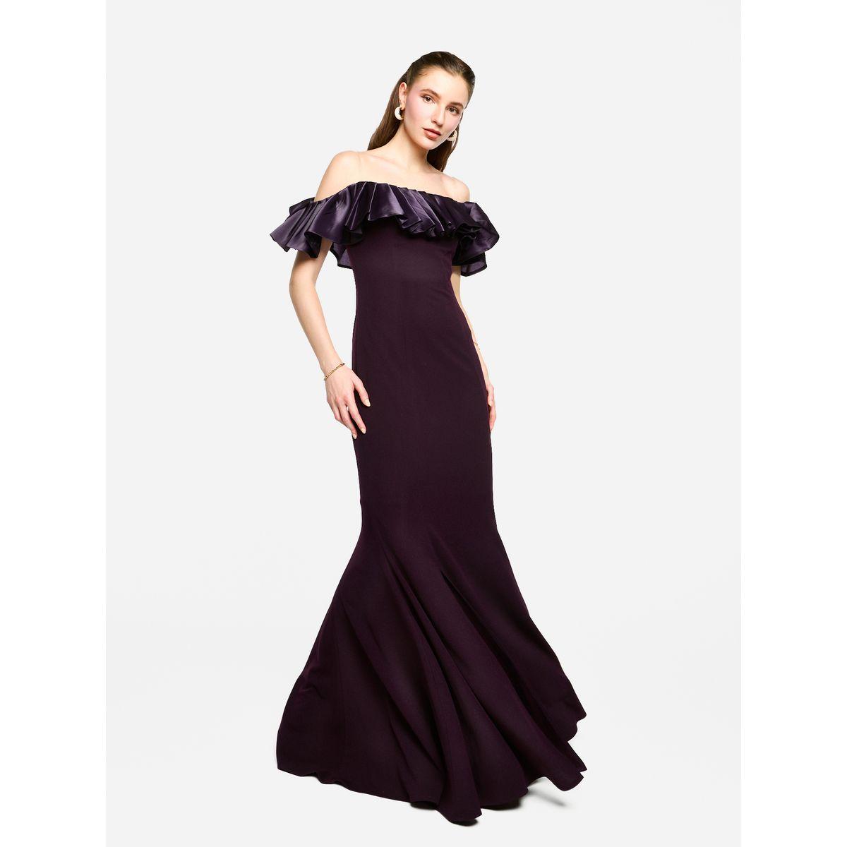 فستان طويل بحافة حورية البحر وأكتاف مكشوفة-women-clothing-dresses-image-1