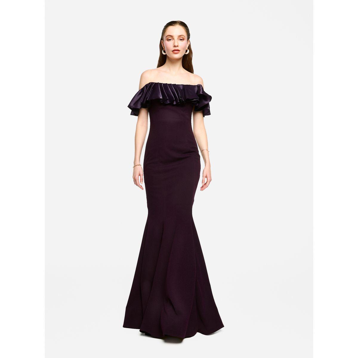 فستان طويل بحافة حورية البحر وأكتاف مكشوفة-women-clothing-dresses-image-2