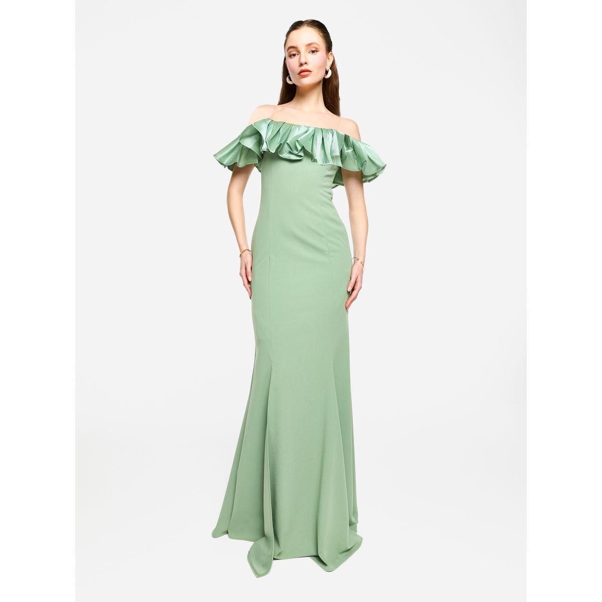 House of Moda Off Shoulder Ruffled Detail Mermaid Hem Maxi Dress-women-clothing-dresses-image-1