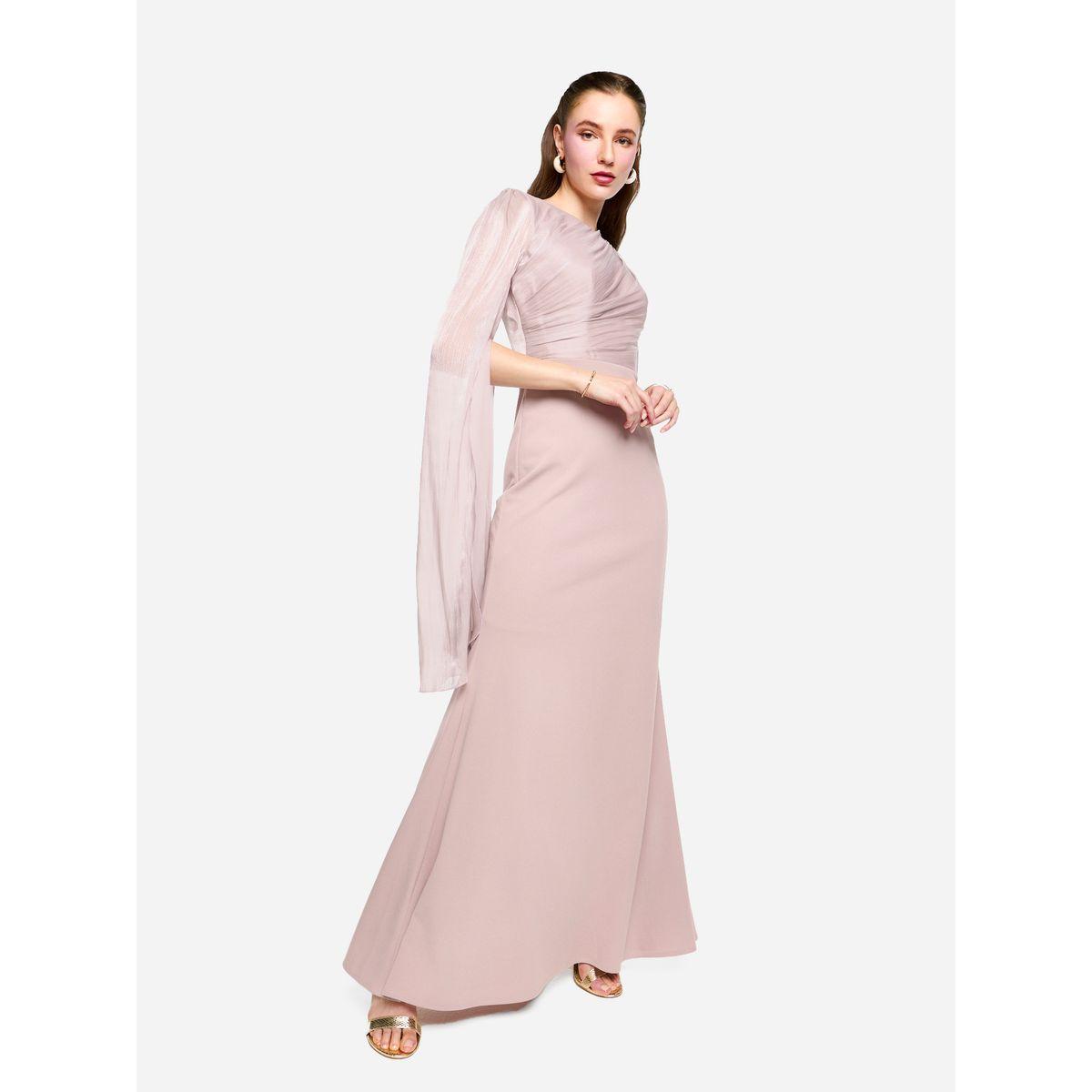 فستان طويل بأكمام اوجانزا بنمط كيب وتفاصيل كسرات-women-clothing-dresses-image-6