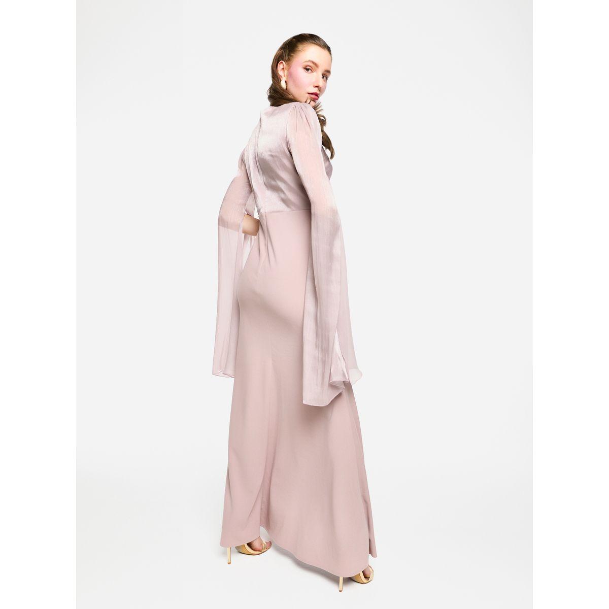فستان طويل بأكمام اوجانزا بنمط كيب وتفاصيل كسرات-women-clothing-dresses-image-9