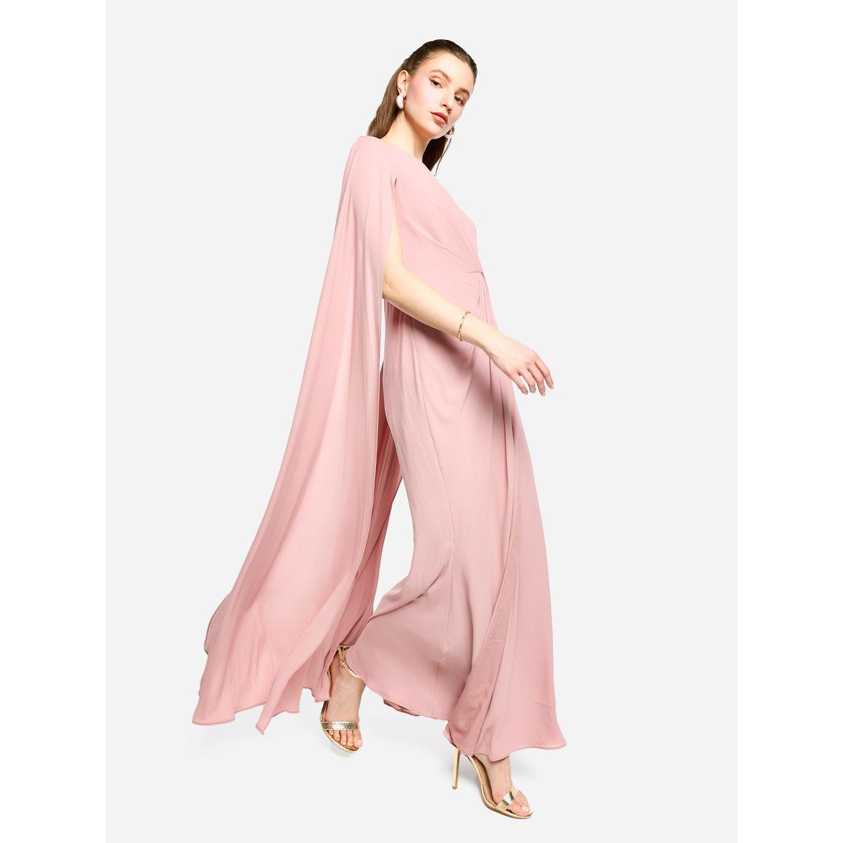 فستان طويل بأكمام بنمط كيب وتفاصيل مزمومة-women-clothing-dresses-image-5
