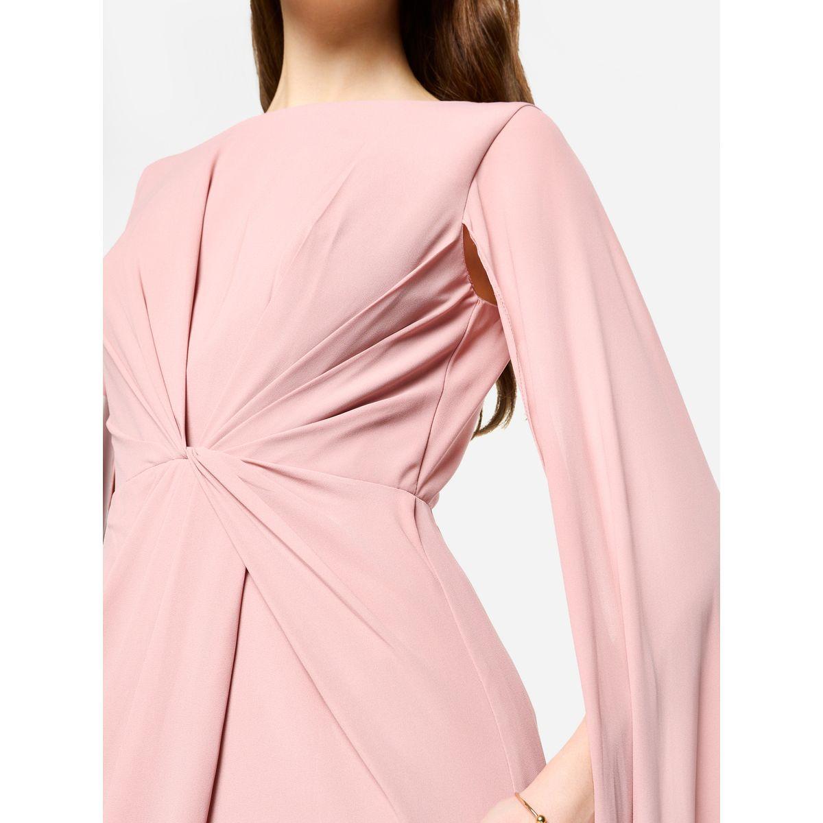 فستان طويل بأكمام بنمط كيب وتفاصيل مزمومة-women-clothing-dresses-image-6