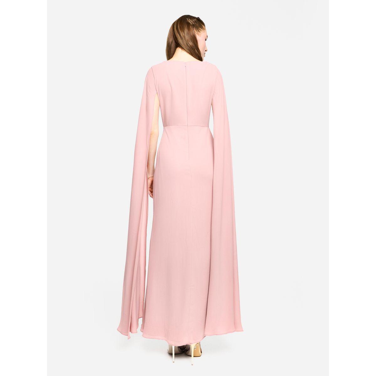 فستان طويل بأكمام بنمط كيب وتفاصيل مزمومة-women-clothing-dresses-image-8