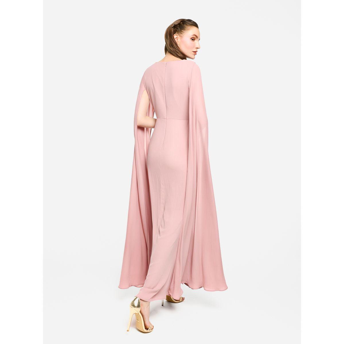 فستان طويل بأكمام بنمط كيب وتفاصيل مزمومة-women-clothing-dresses-image-9