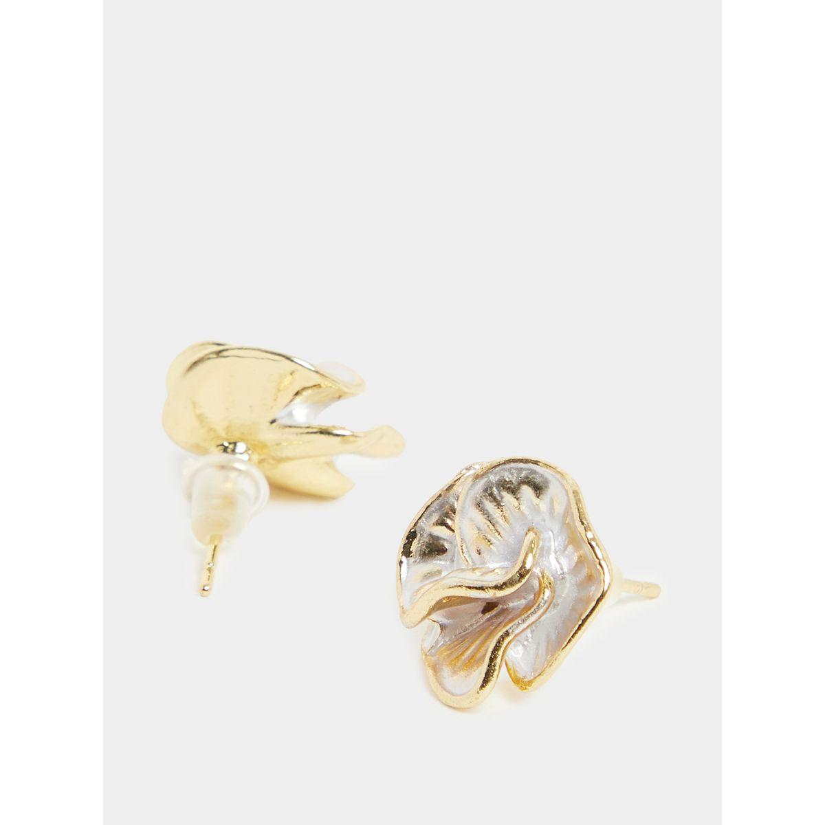 Styli Gold-Tone Floral Stud Earrings-women-watchesandjewellery-jewellery-earrings-image-2