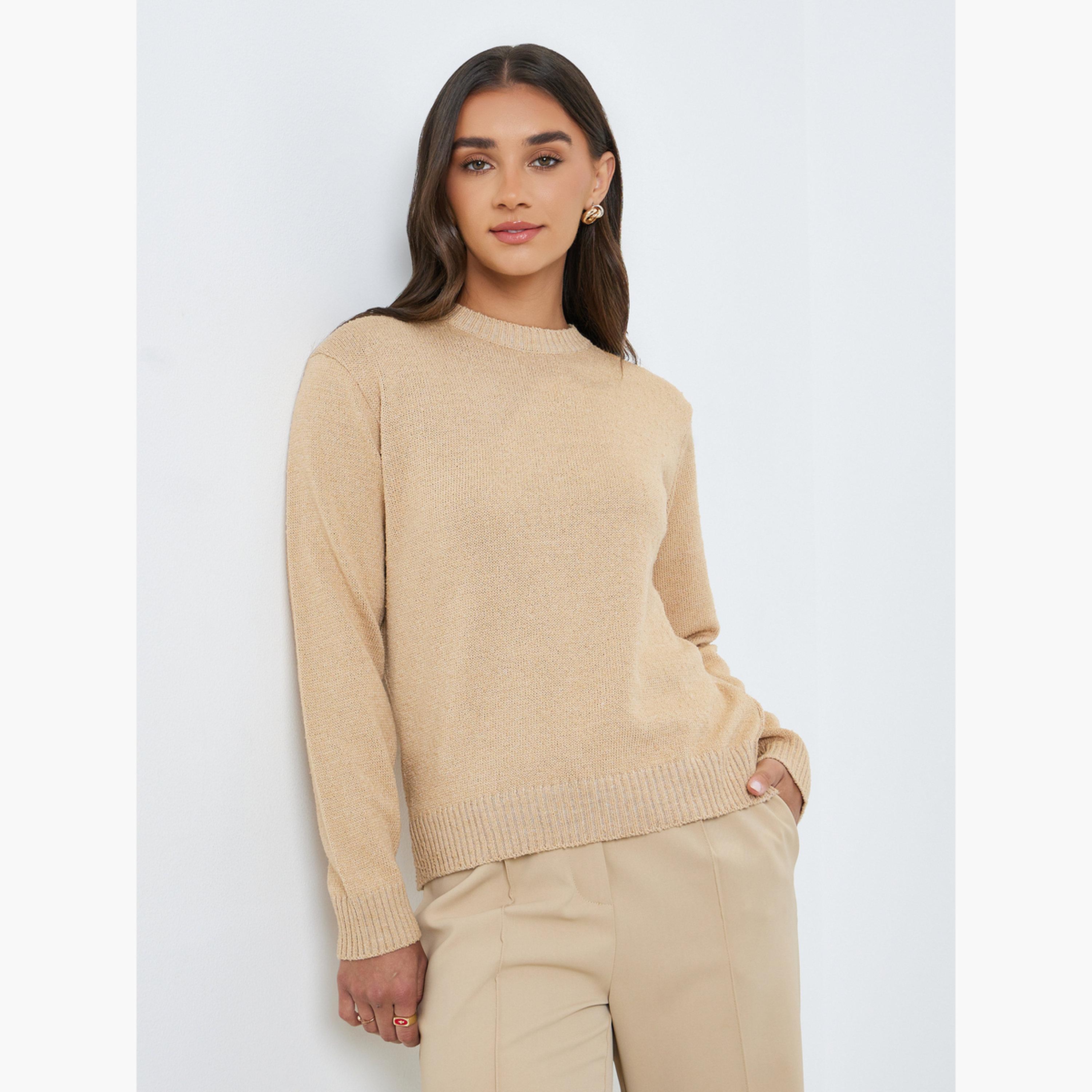 سويتر بتفاصيل محبوكة وقصة عادية-women-clothing-cardigansandjumpers-jumpers-image-4