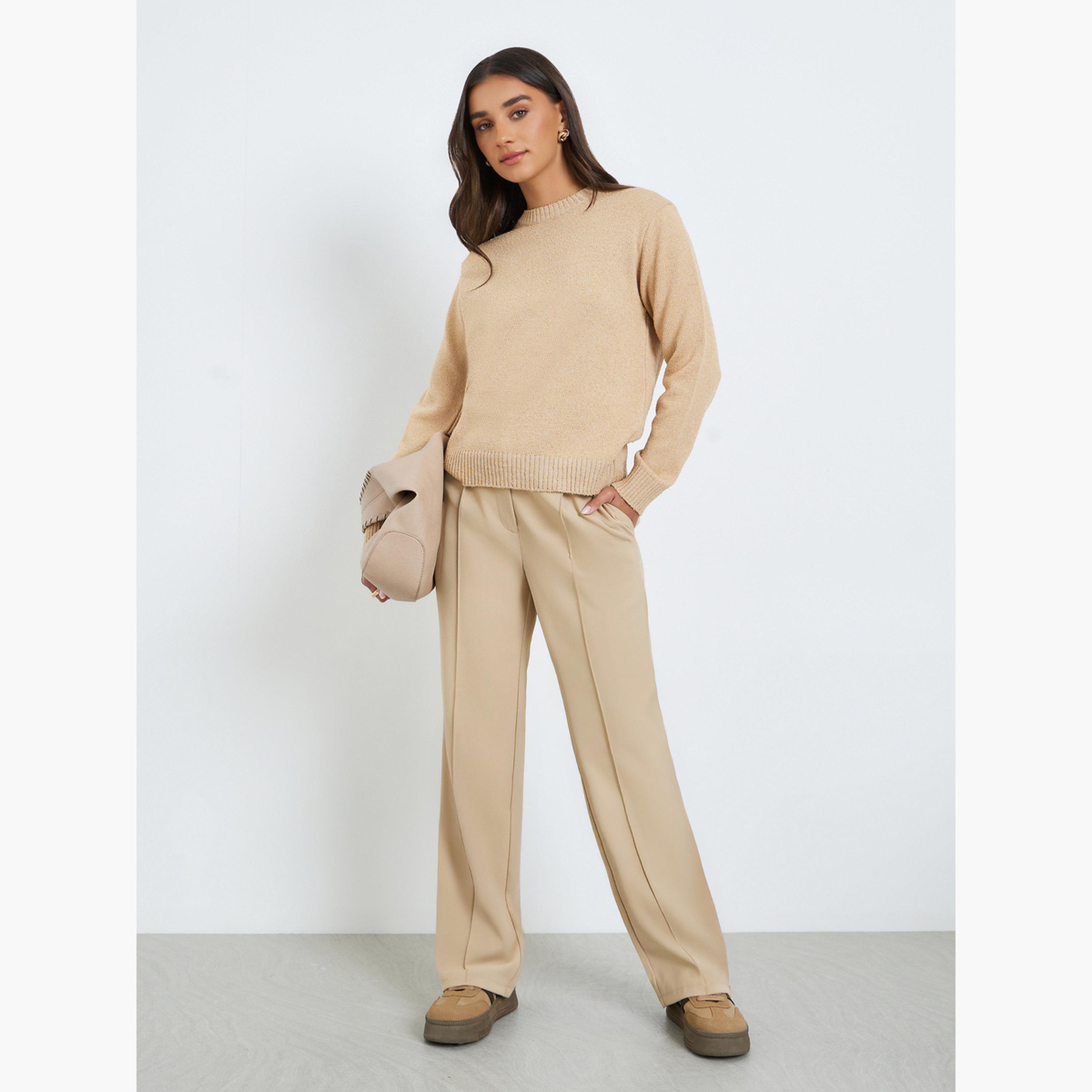 سويتر بتفاصيل محبوكة وقصة عادية-women-clothing-cardigansandjumpers-jumpers-image-2