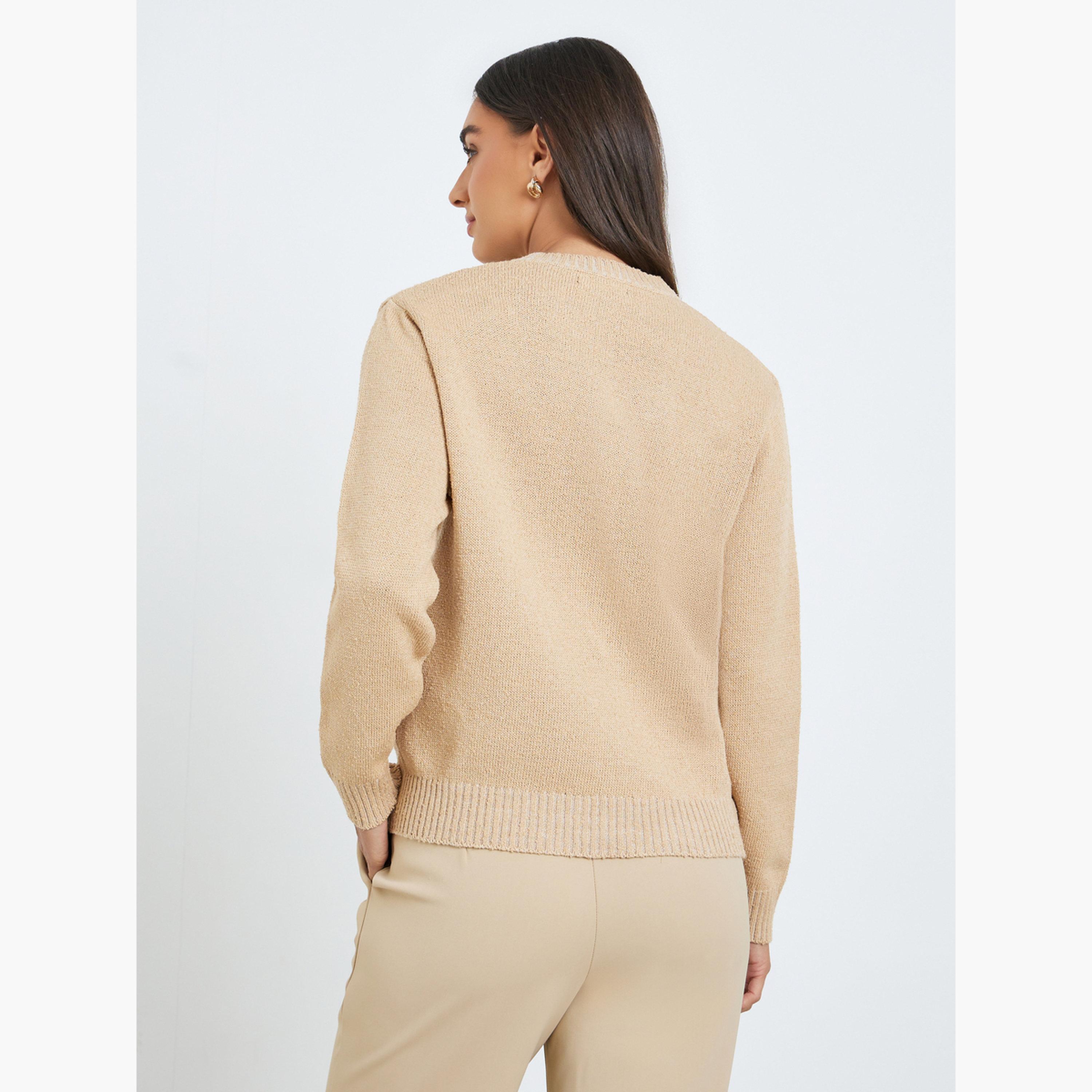 سويتر بتفاصيل محبوكة وقصة عادية-women-clothing-cardigansandjumpers-jumpers-image-1