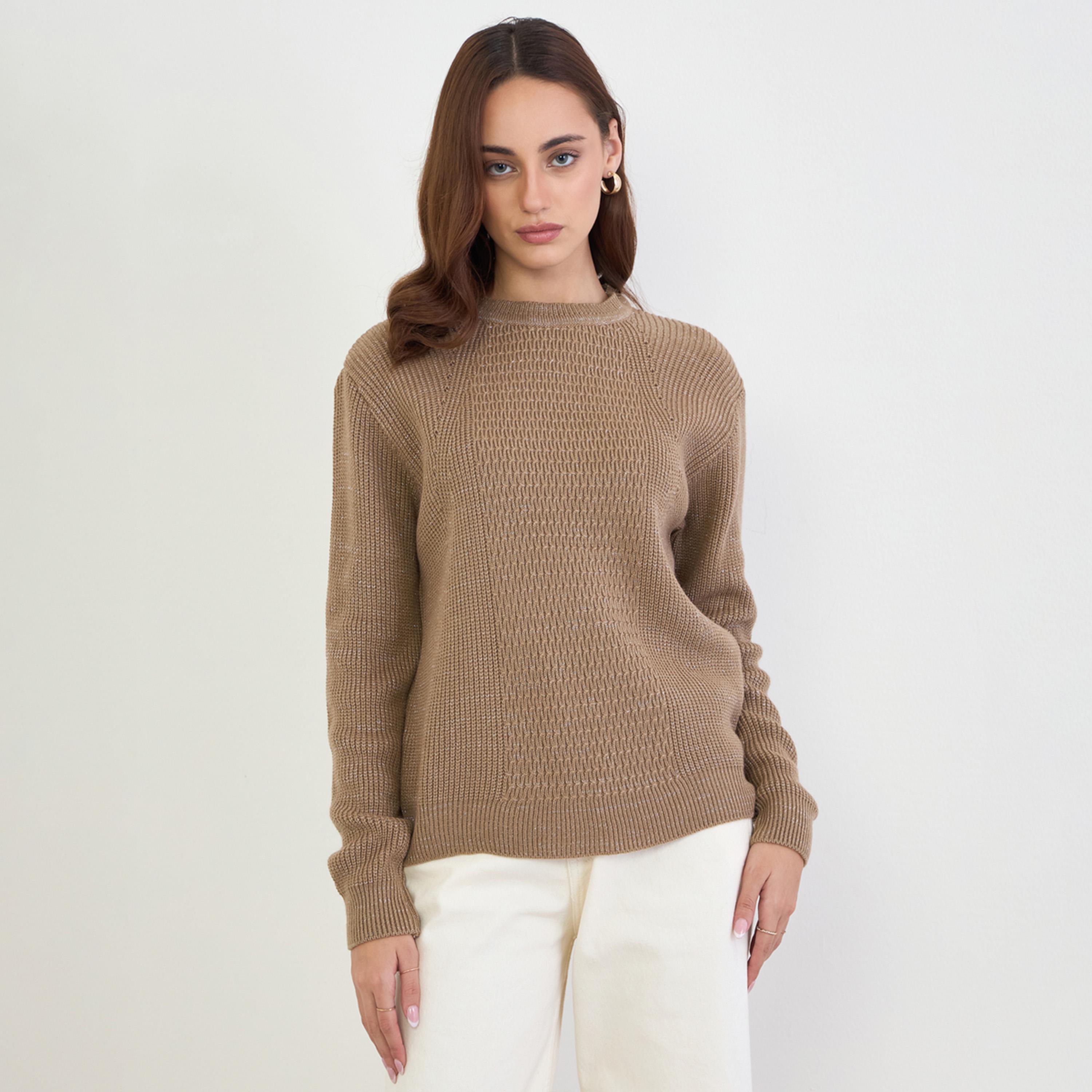 Styli Women Beige Regular Fit Knit Sweater-women-clothing-cardigansandjumpers-jumpers-image-1