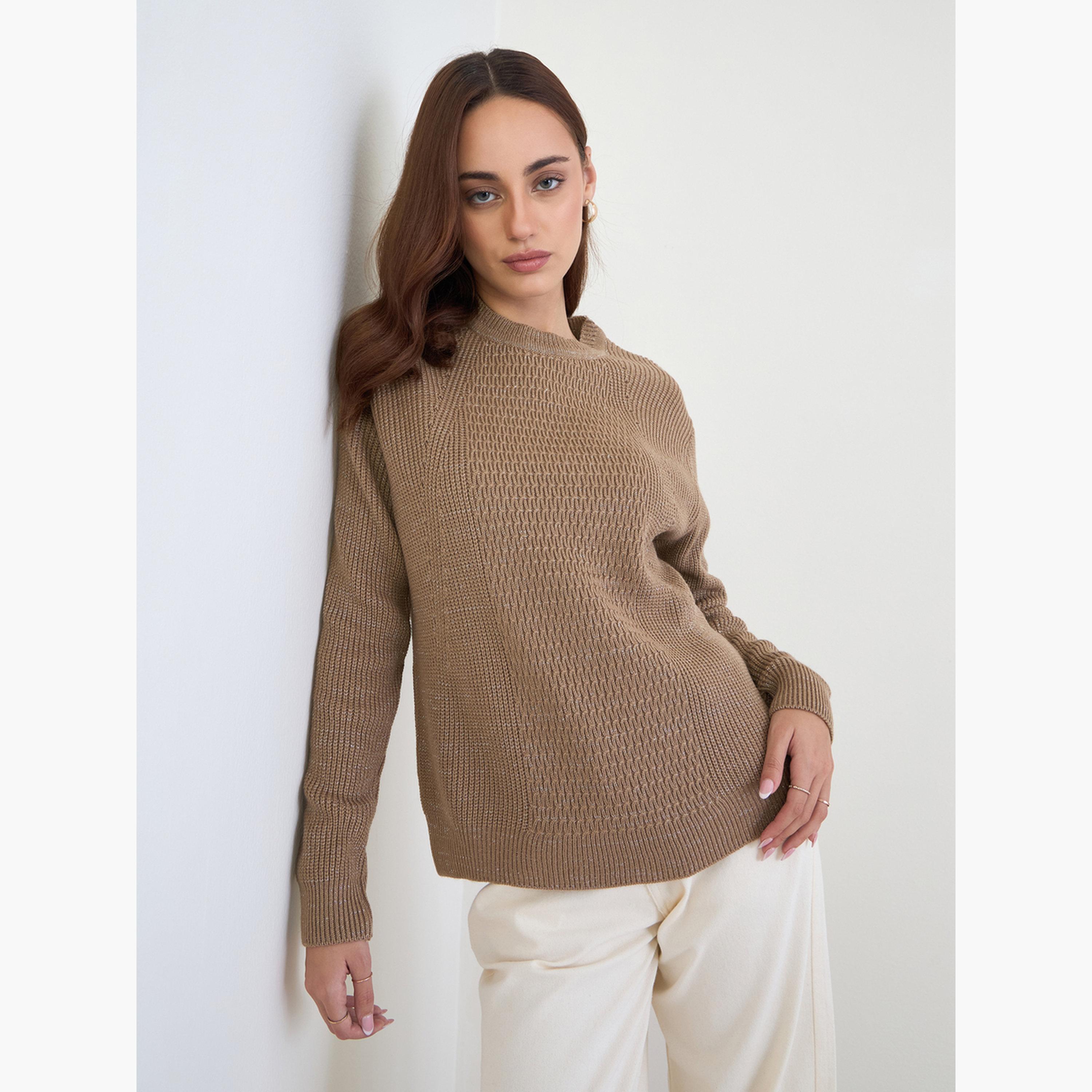 Styli Women Beige Regular Fit Knit Sweater-women-clothing-cardigansandjumpers-jumpers-image-3