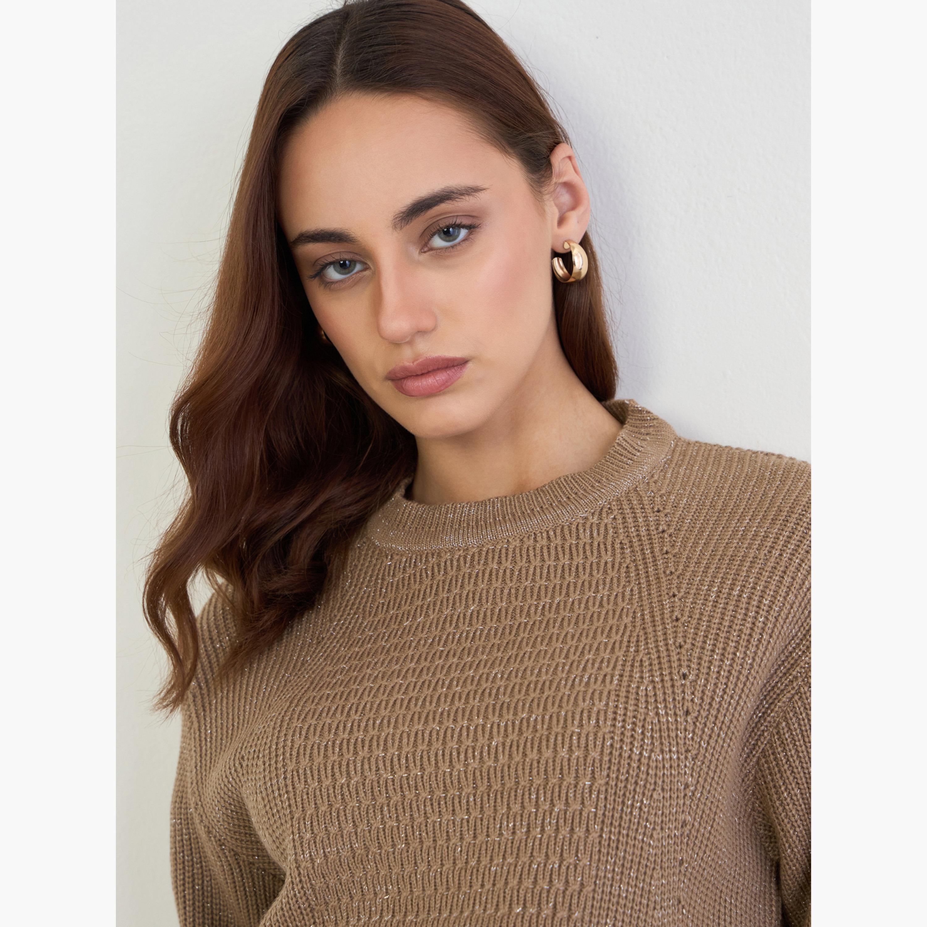 Styli Women Beige Regular Fit Knit Sweater-women-clothing-cardigansandjumpers-jumpers-image-4
