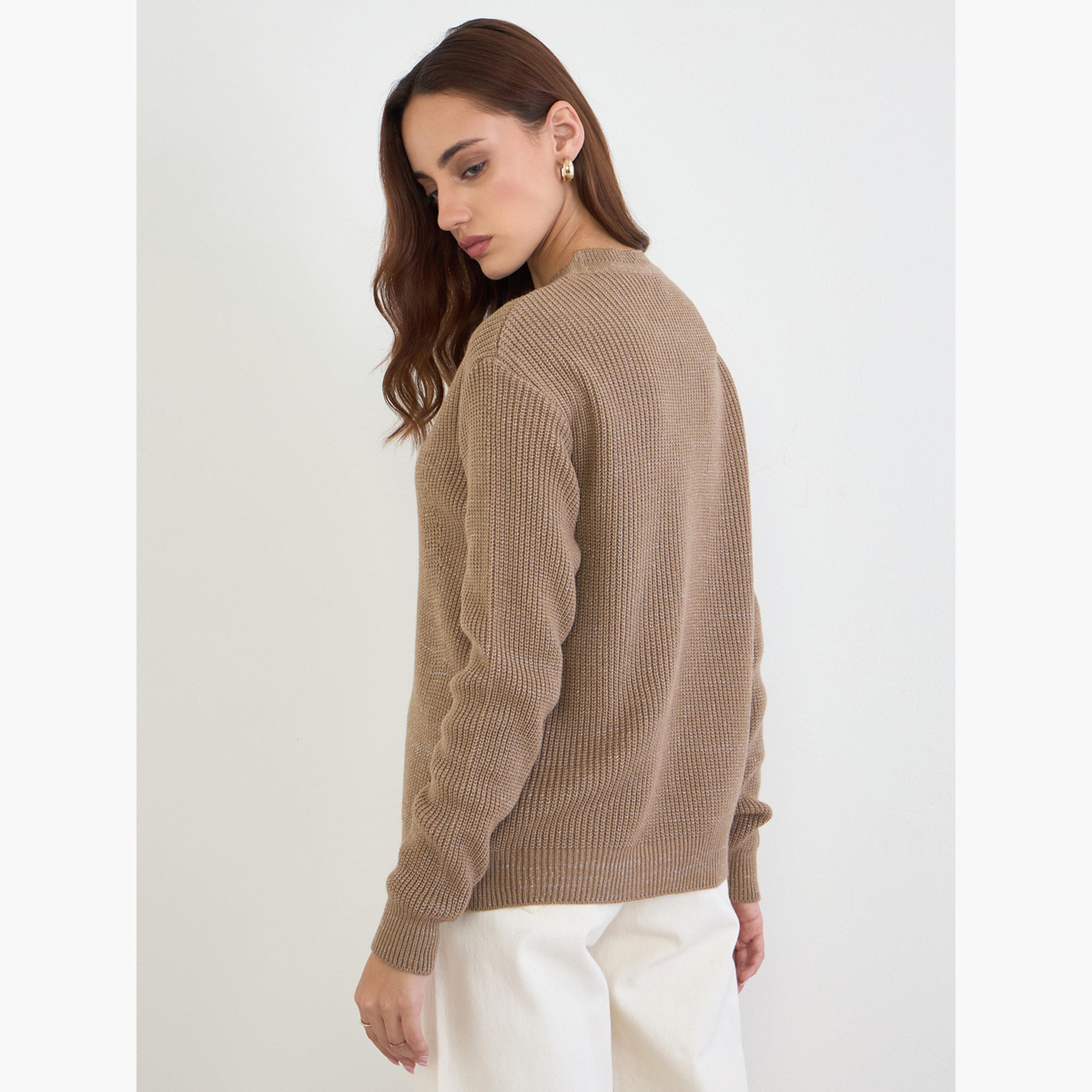 Styli Women Beige Regular Fit Knit Sweater-women-clothing-cardigansandjumpers-jumpers-image-5