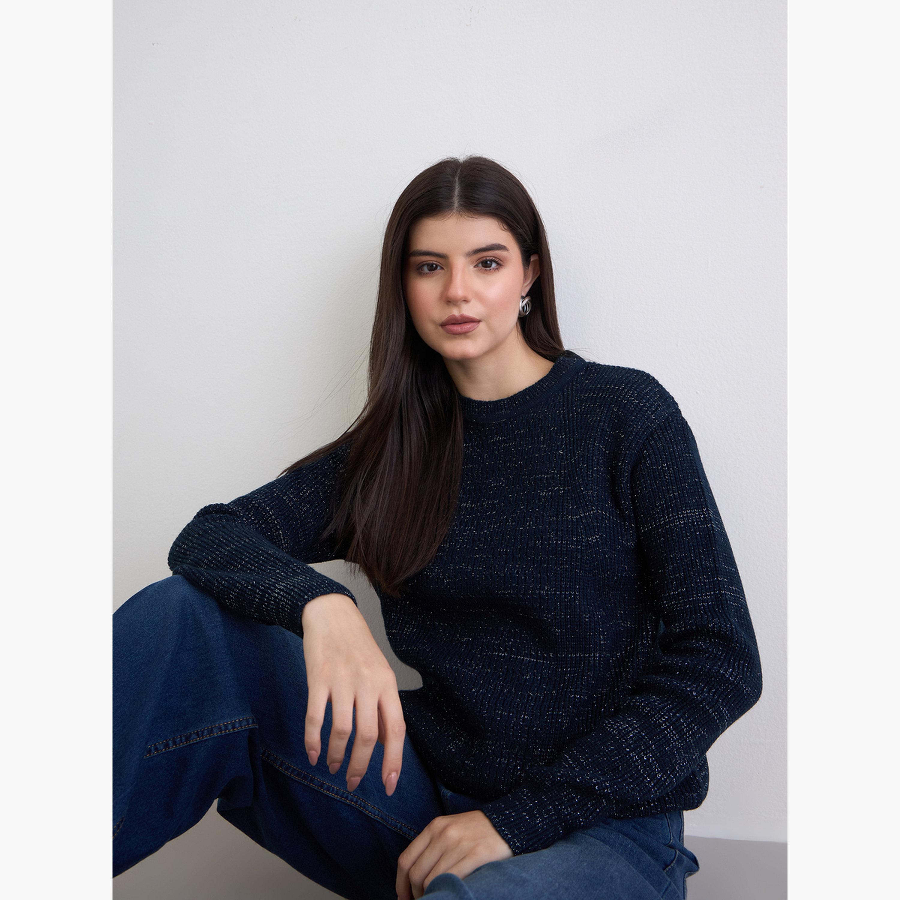 Styli Women Navy Blue Regular Fit Sweater-women-clothing-cardigansandjumpers-jumpers-image-3