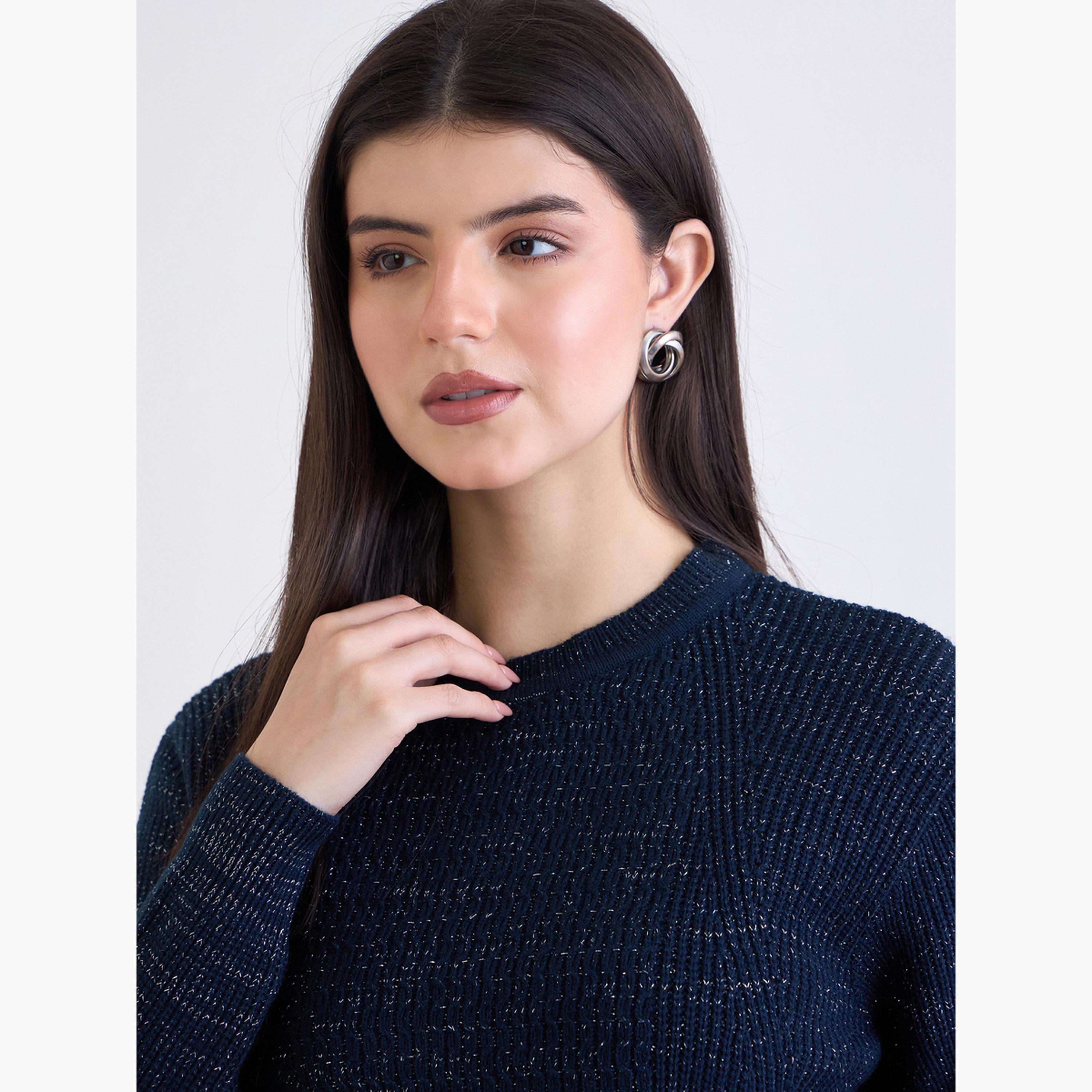 Styli Women Navy Blue Regular Fit Sweater-women-clothing-cardigansandjumpers-jumpers-image-4