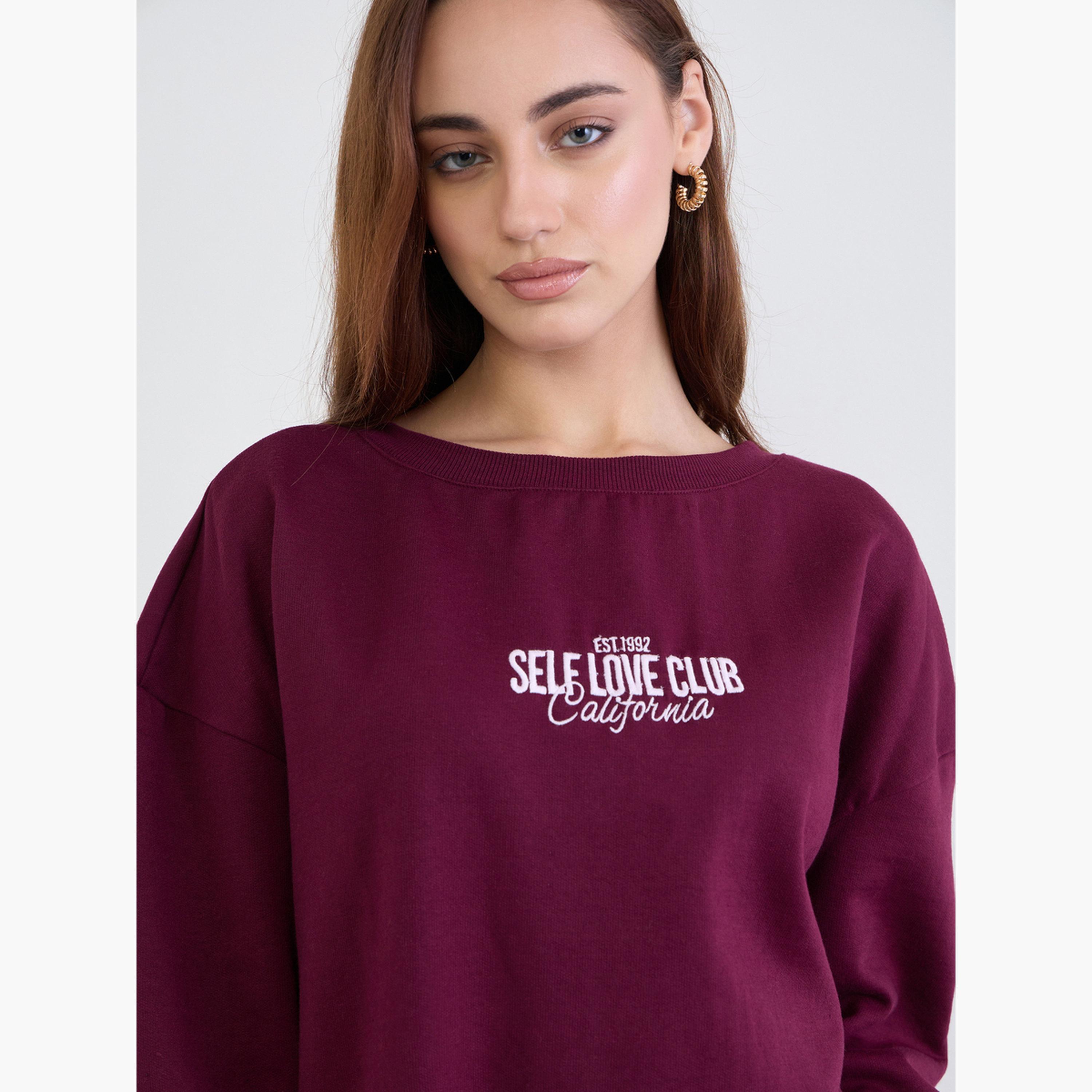 Styli California Embroidered Round Neck Long Sleeves Women's Sweatshirt-women-clothing-hoodiesandsweatshirts-sweatshirts-image-3